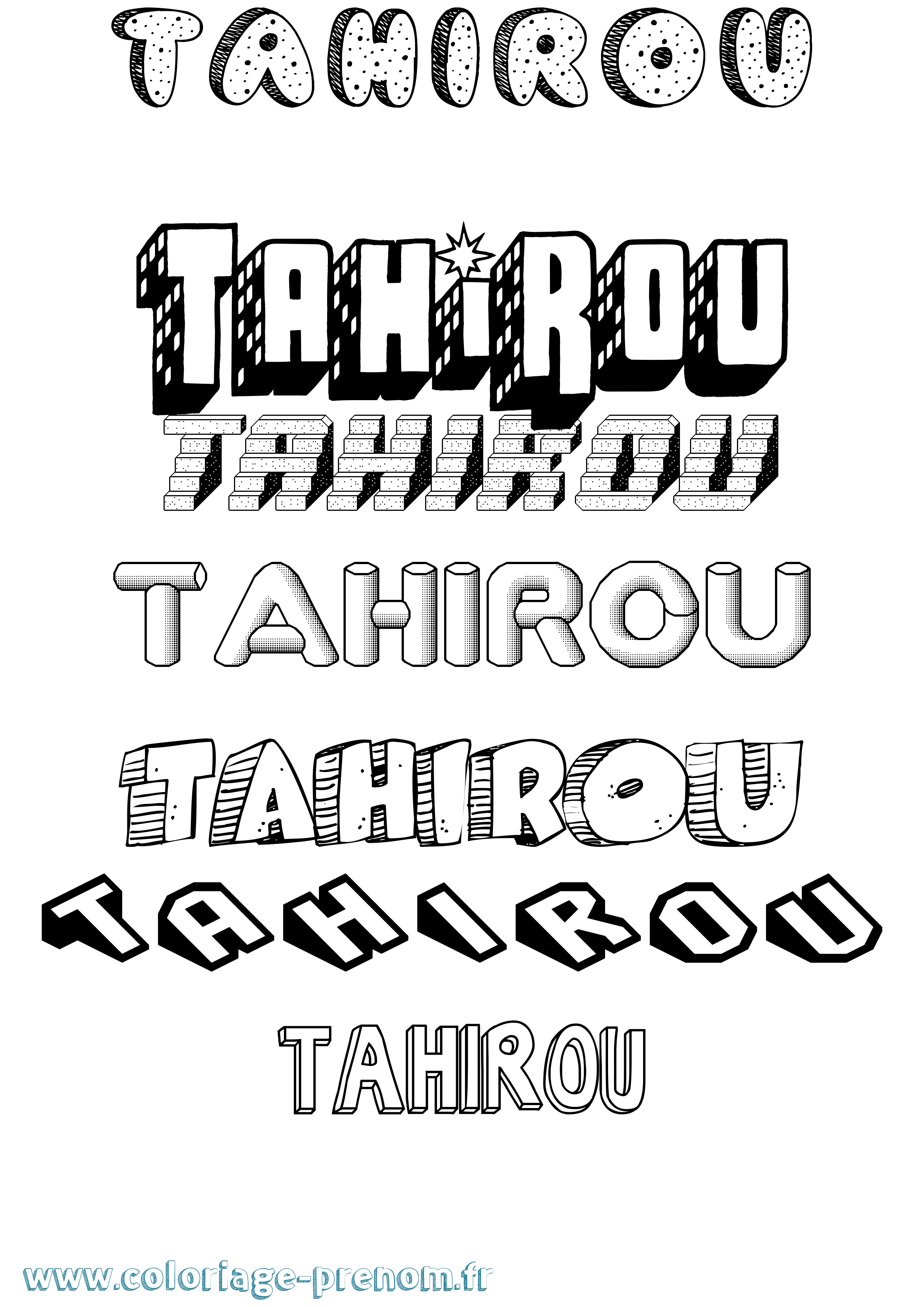 Coloriage Tahirou Effet 3D Coloriage prénom Tahirou Effet 3D
