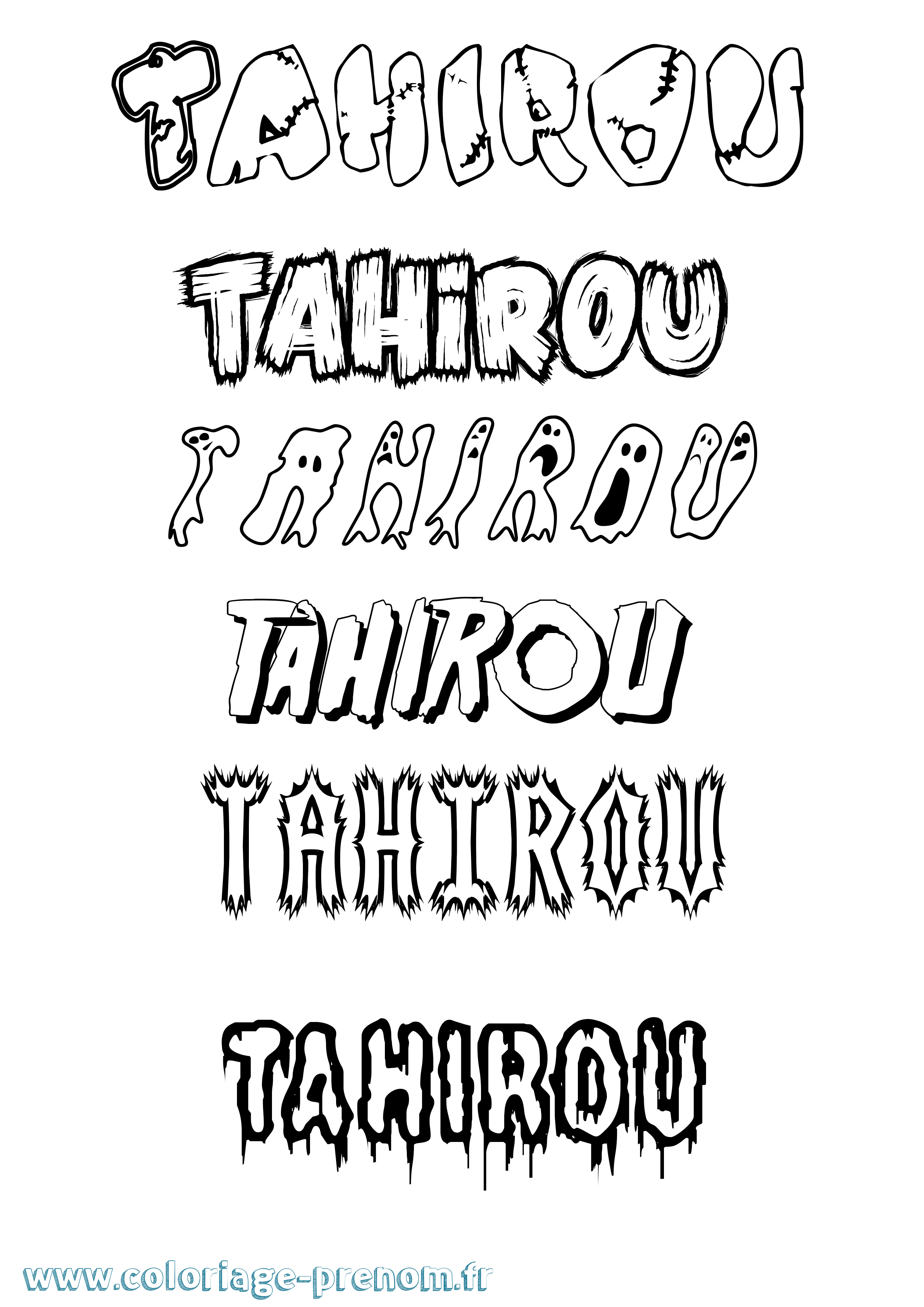 Coloriage Tahirou Frisson Coloriage prénom Tahirou Frisson