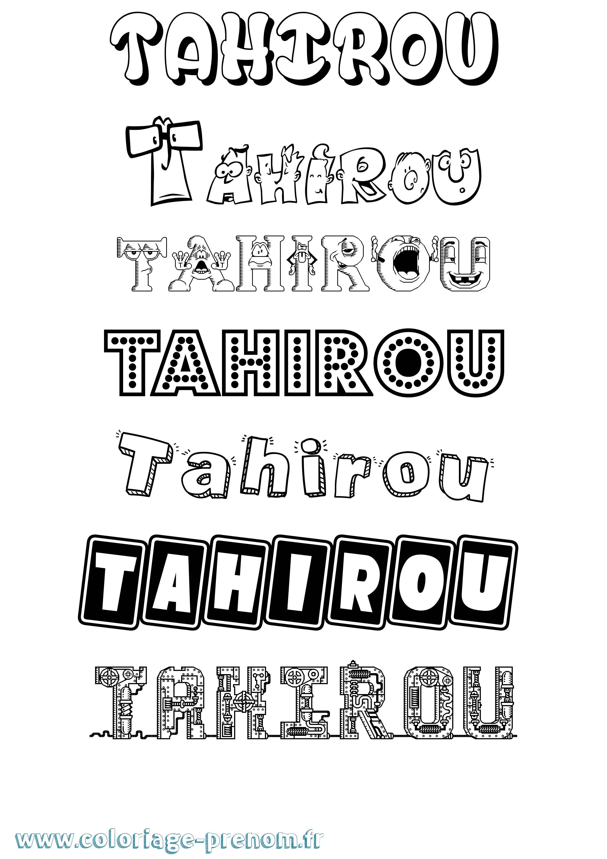 Coloriage Tahirou Fun Coloriage prénom Tahirou Fun