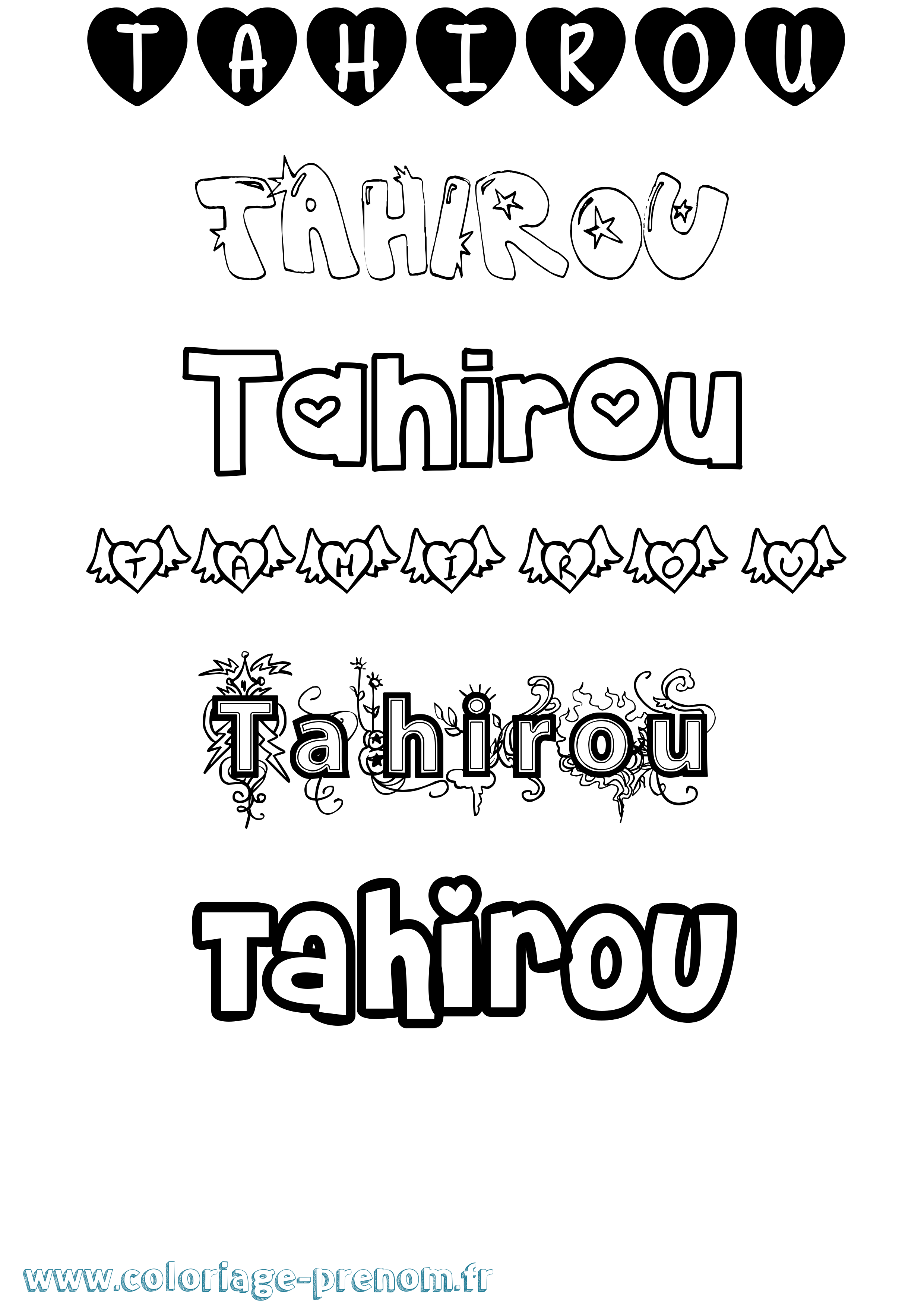 Coloriage Tahirou Girly Coloriage prénom Tahirou Girly