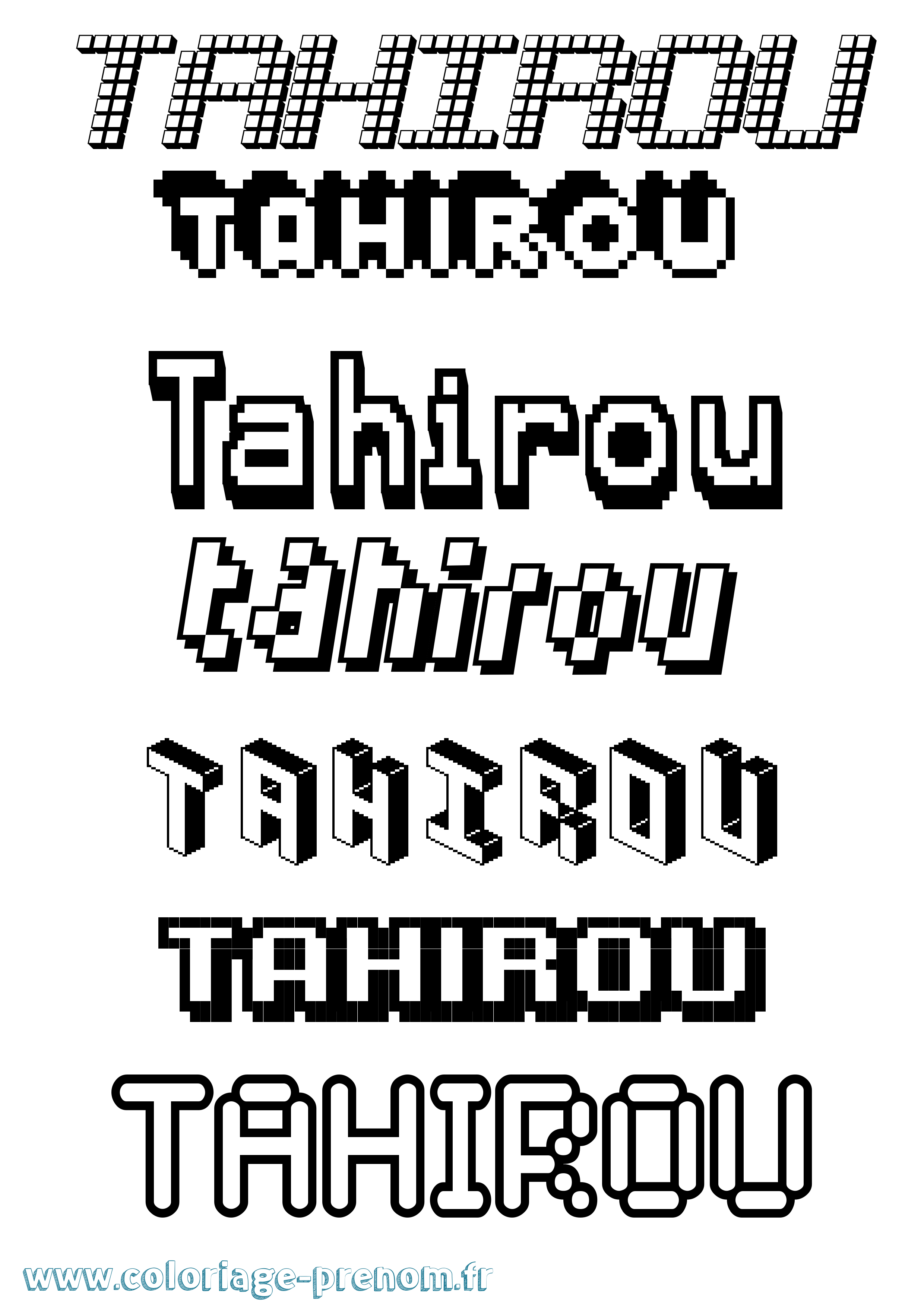 Coloriage Tahirou Pixel Coloriage prénom Tahirou Pixel