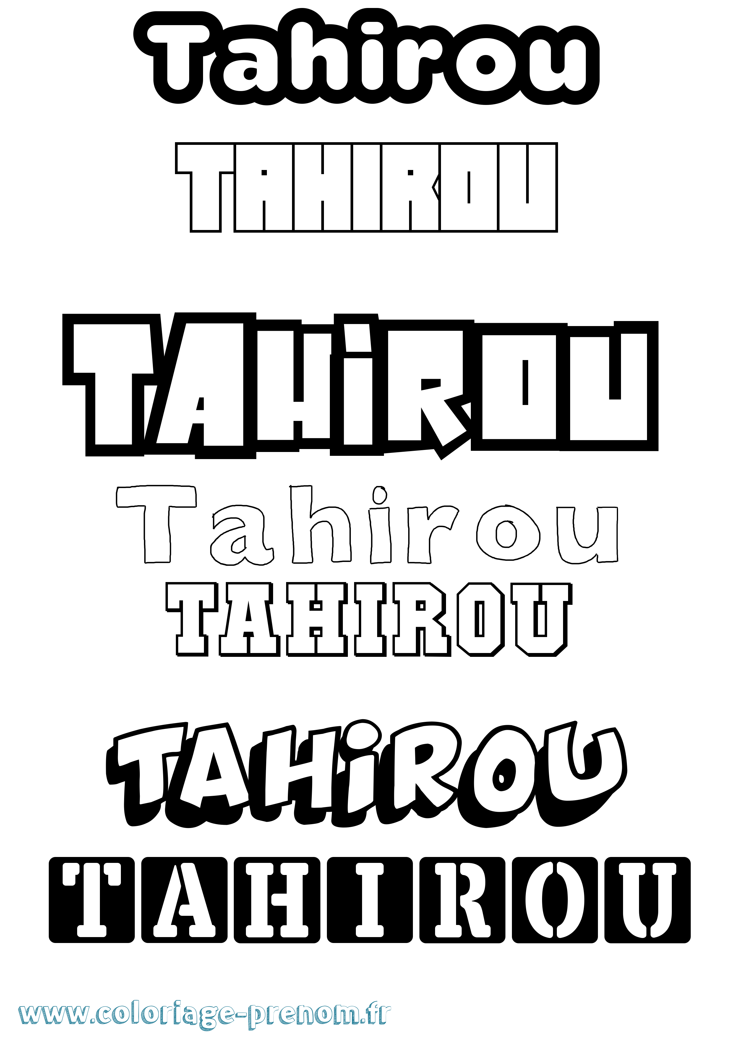 Coloriage Tahirou Simple Coloriage prénom Tahirou Simple