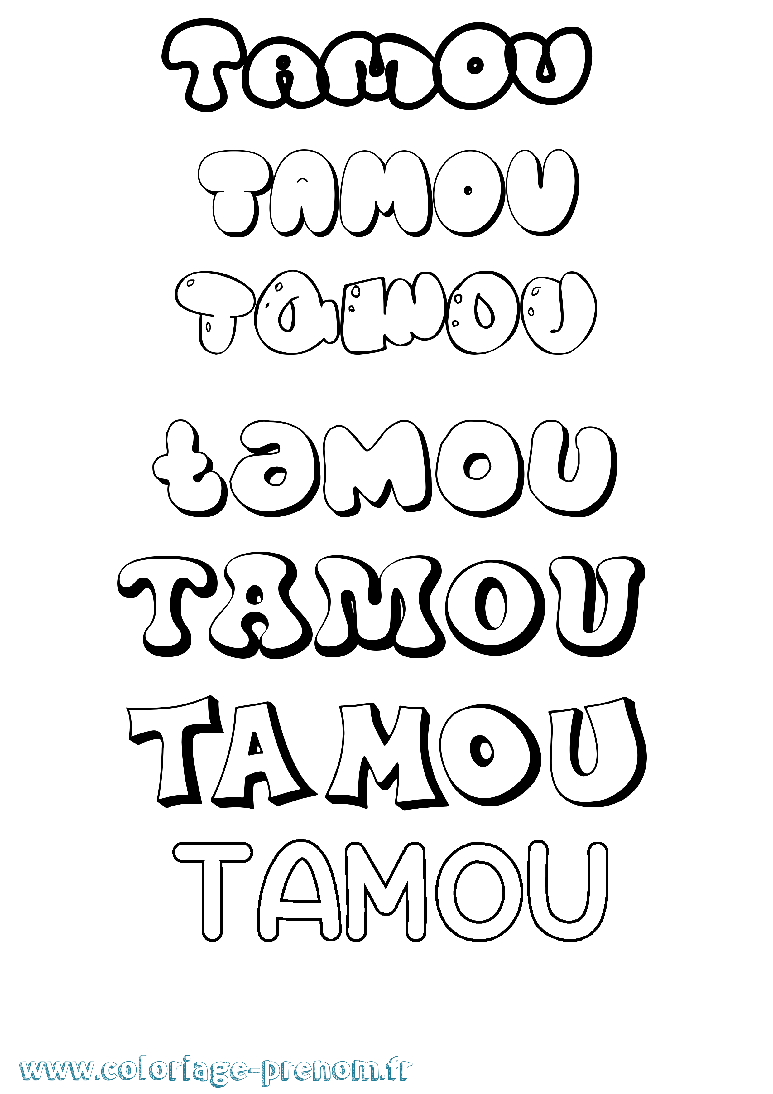 Coloriage Tamou Bubble Coloriage prénom Tamou Bubble