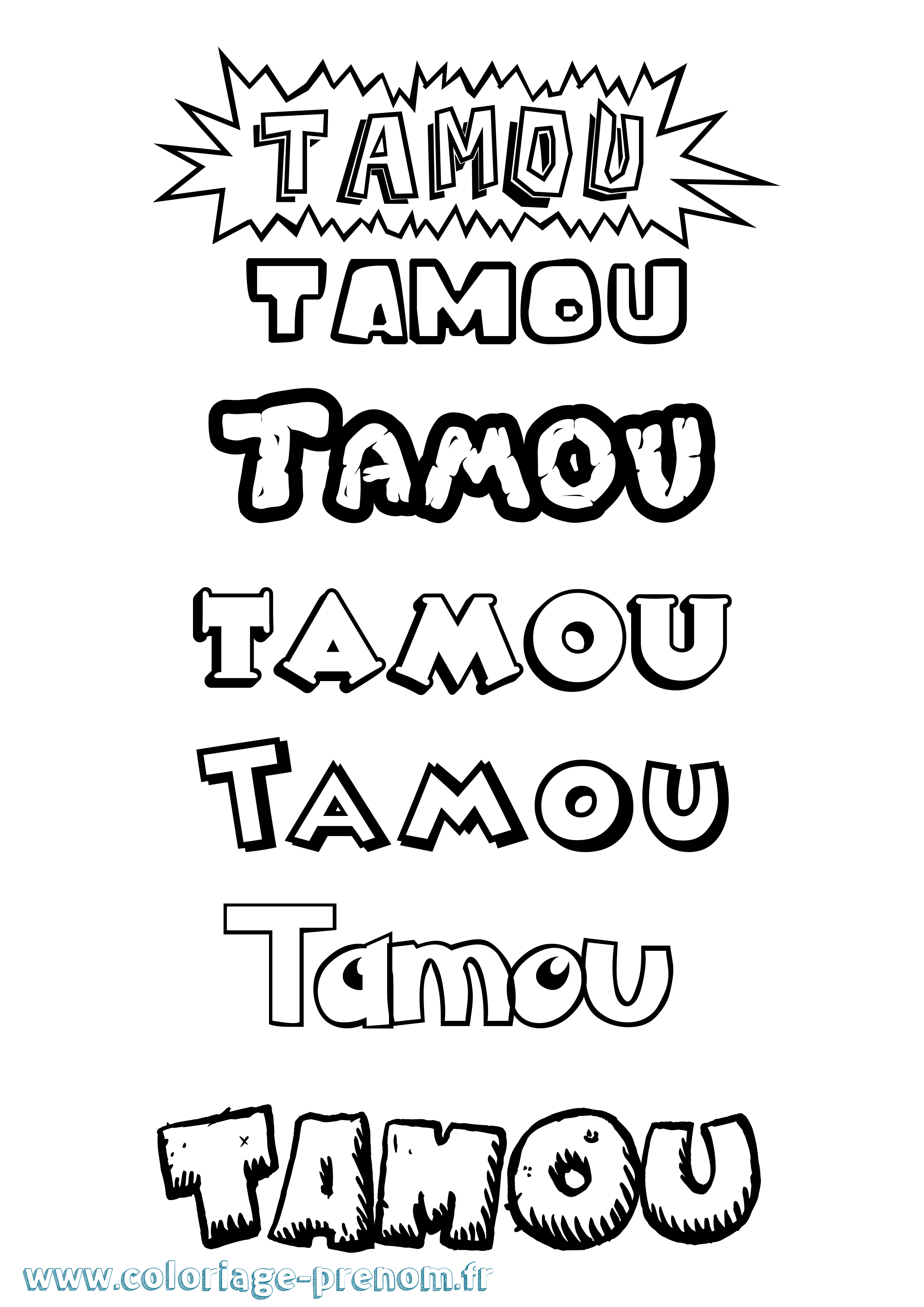 Coloriage Tamou Dessin Animé Coloriage prénom Tamou Dessin Animé