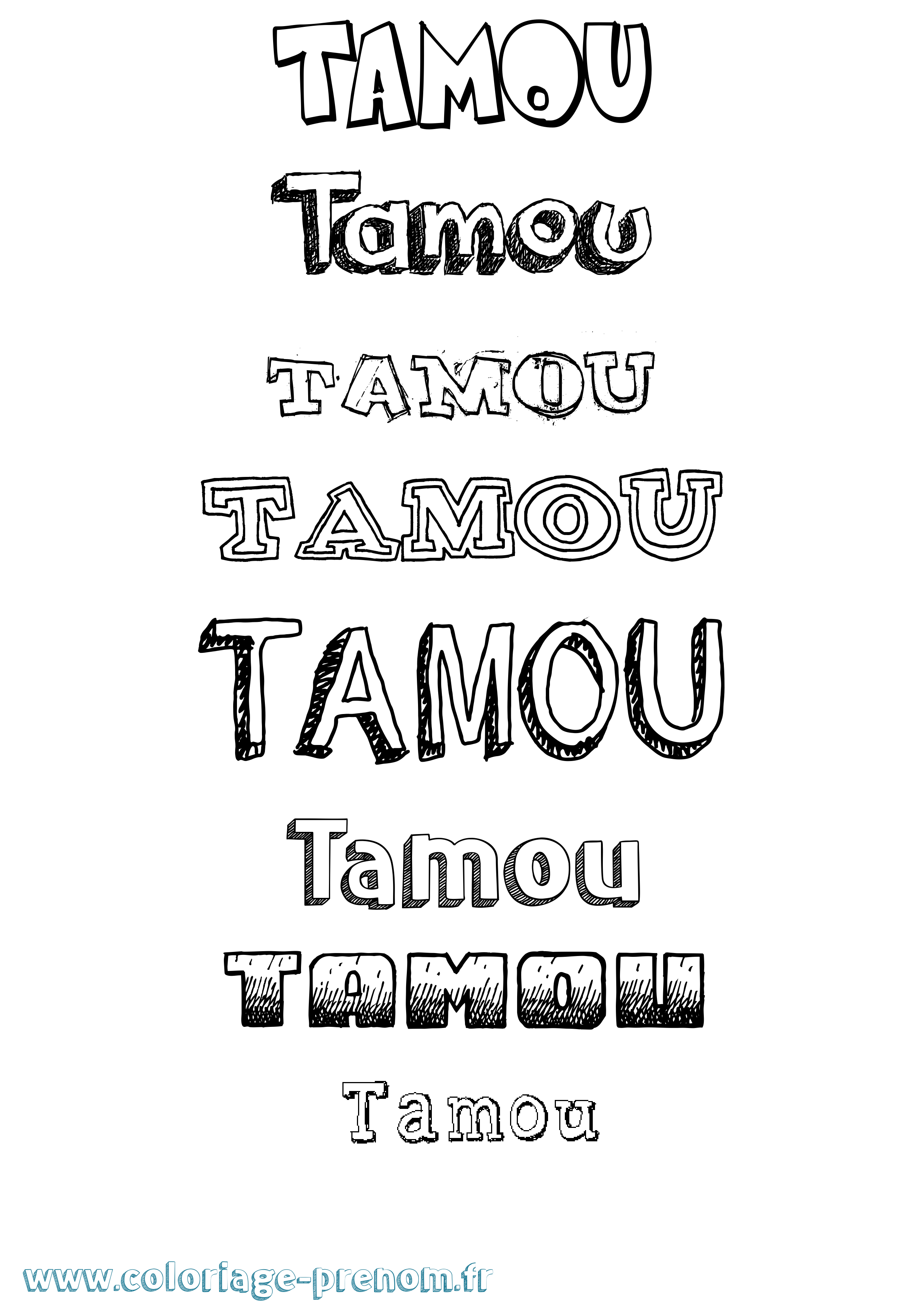 Coloriage Tamou Dessiné Coloriage prénom Tamou Dessiné
