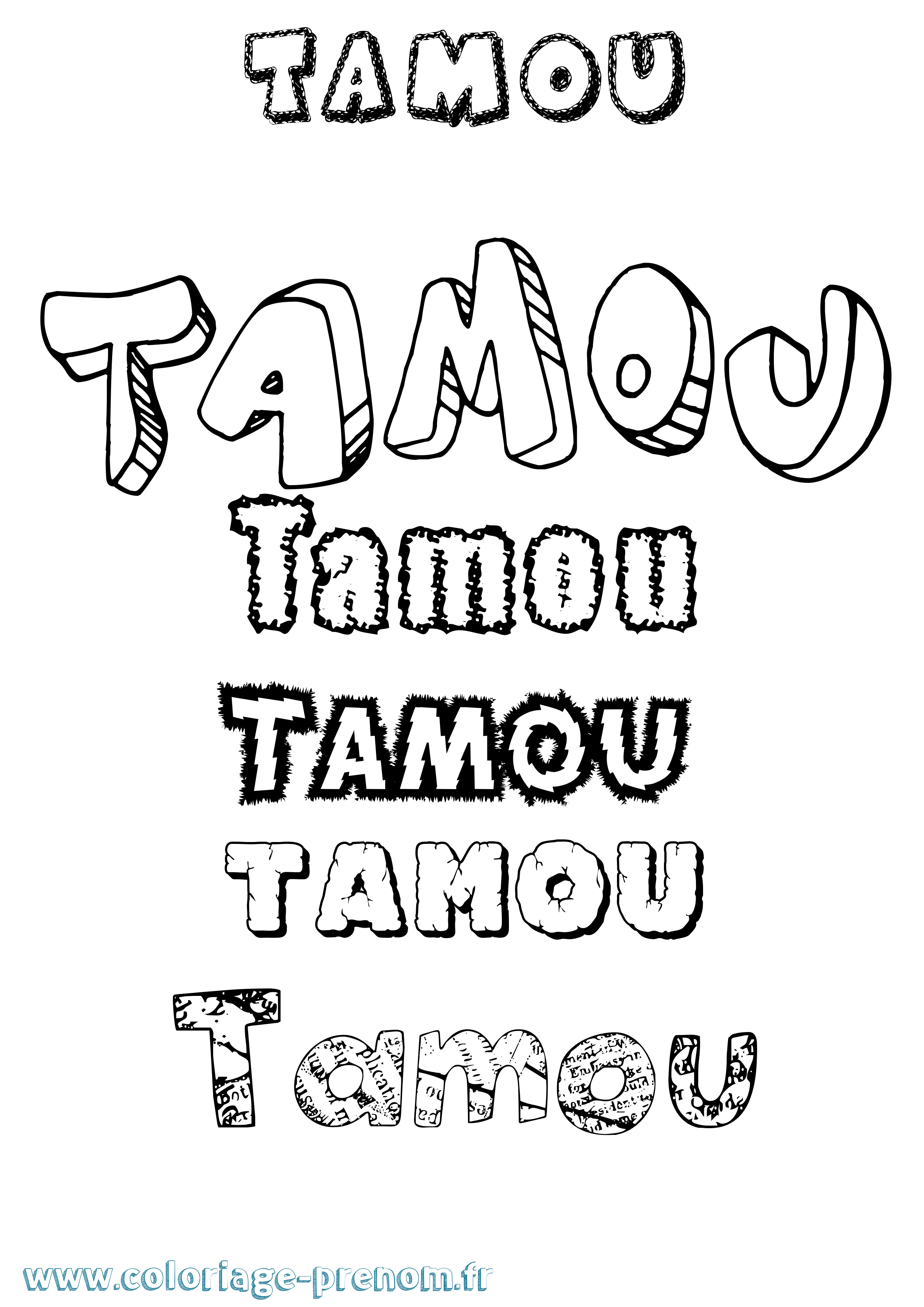 Coloriage Tamou Destructuré Coloriage prénom Tamou Destructuré