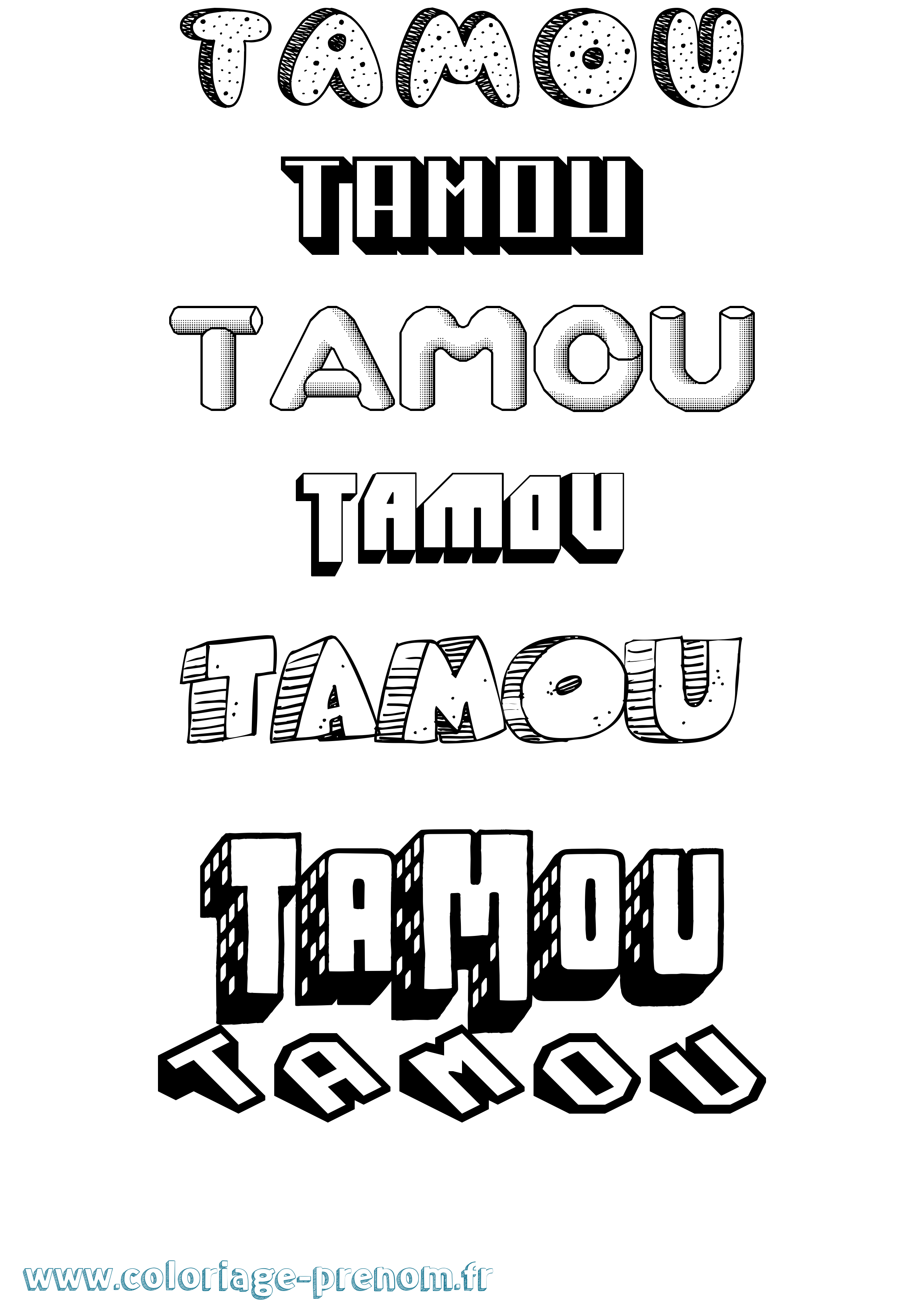 Coloriage Tamou Effet 3D Coloriage prénom Tamou Effet 3D