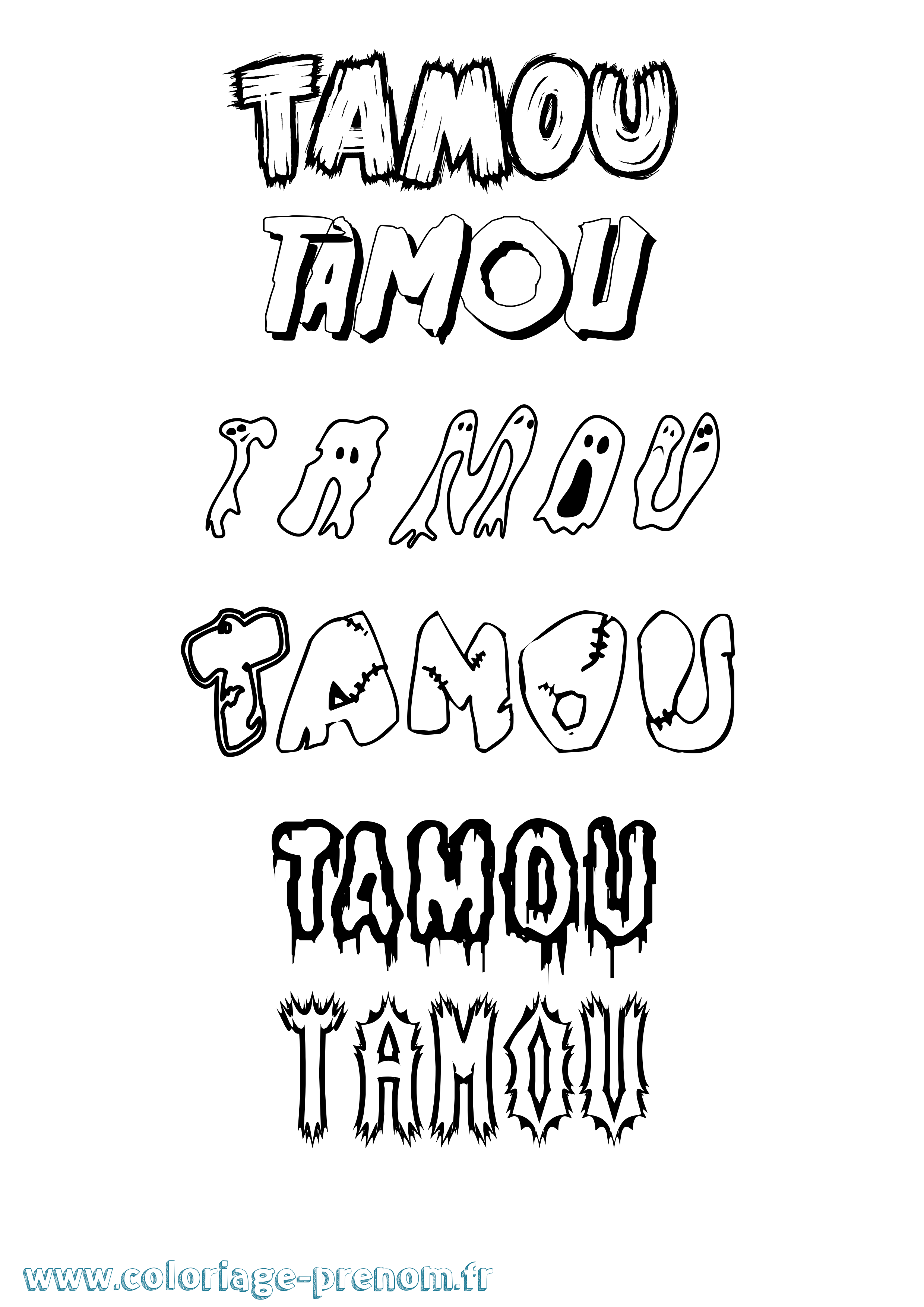 Coloriage Tamou Frisson Coloriage prénom Tamou Frisson