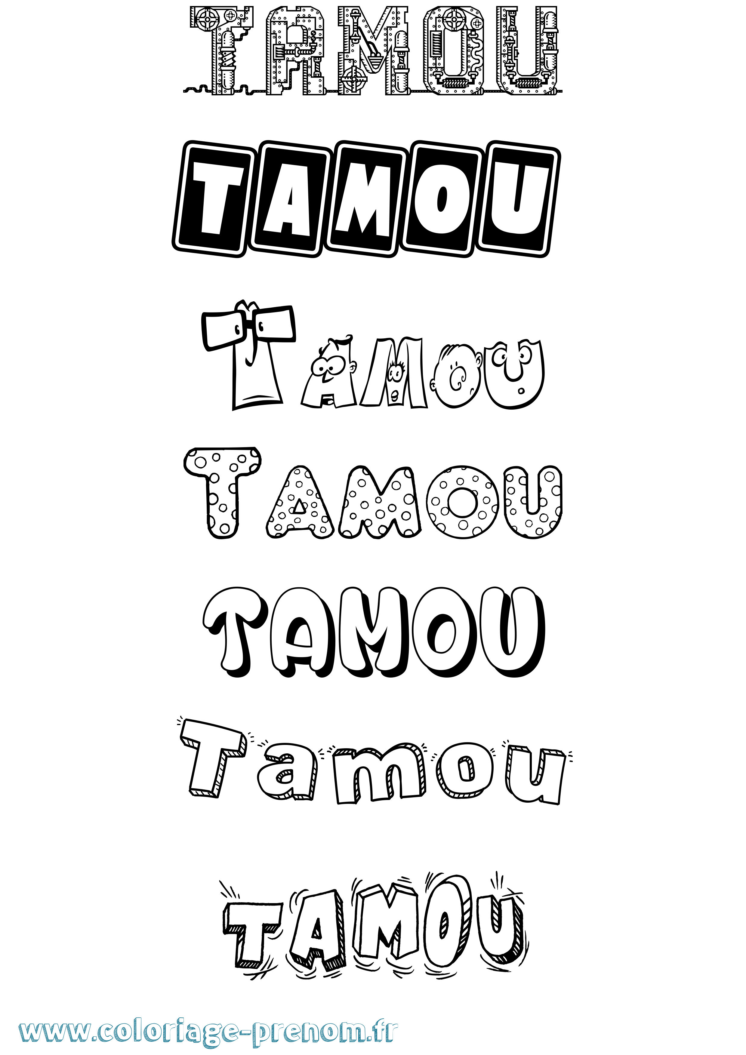 Coloriage Tamou Fun Coloriage prénom Tamou Fun