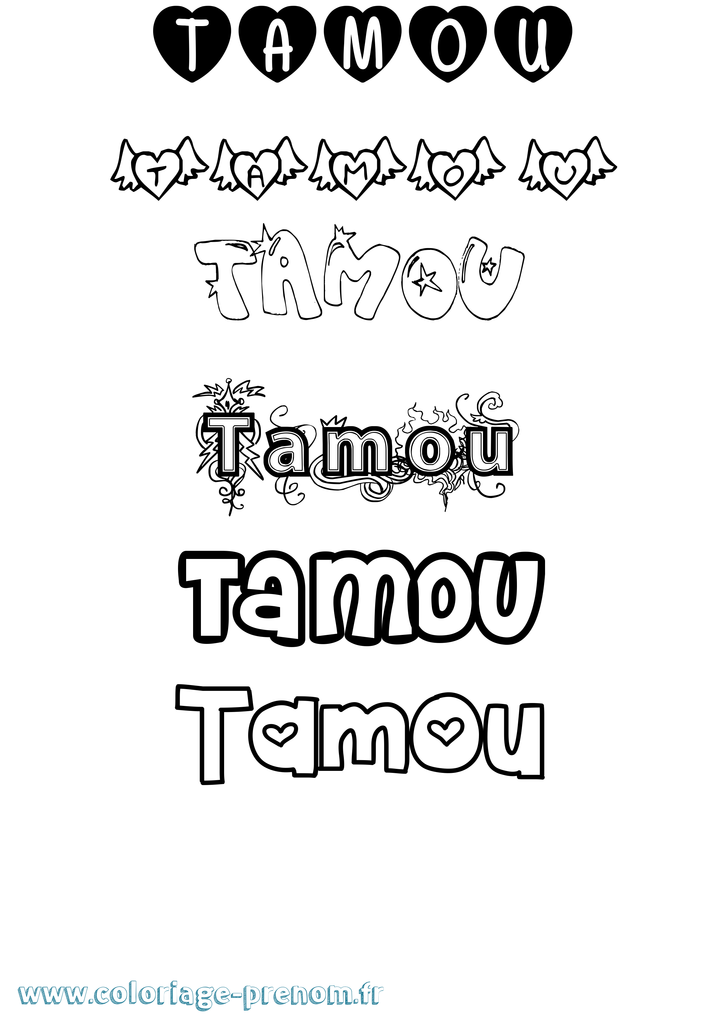 Coloriage Tamou Girly Coloriage prénom Tamou Girly