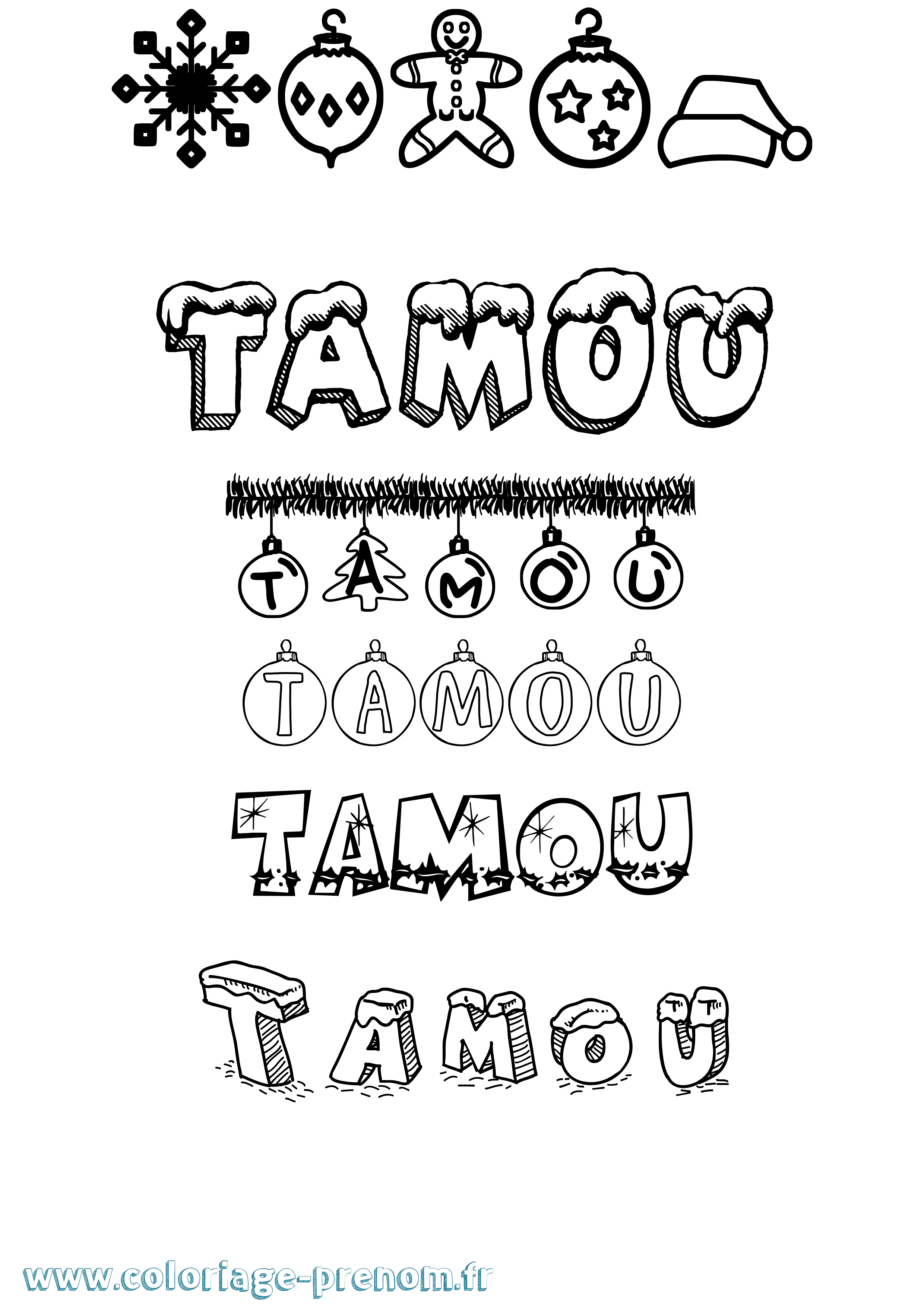 Coloriage Tamou Noël Coloriage prénom Tamou Noël