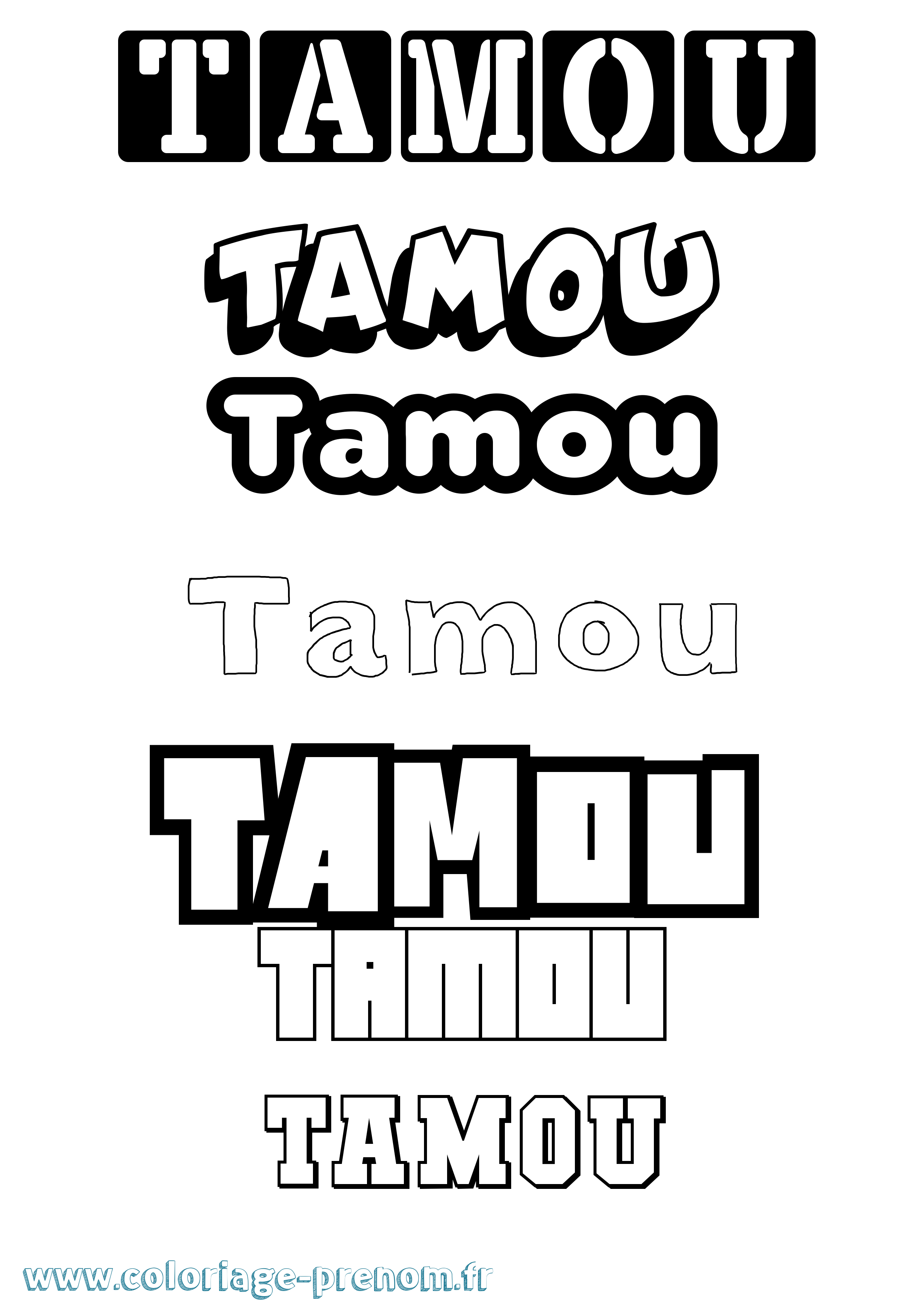 Coloriage Tamou Simple Coloriage prénom Tamou Simple