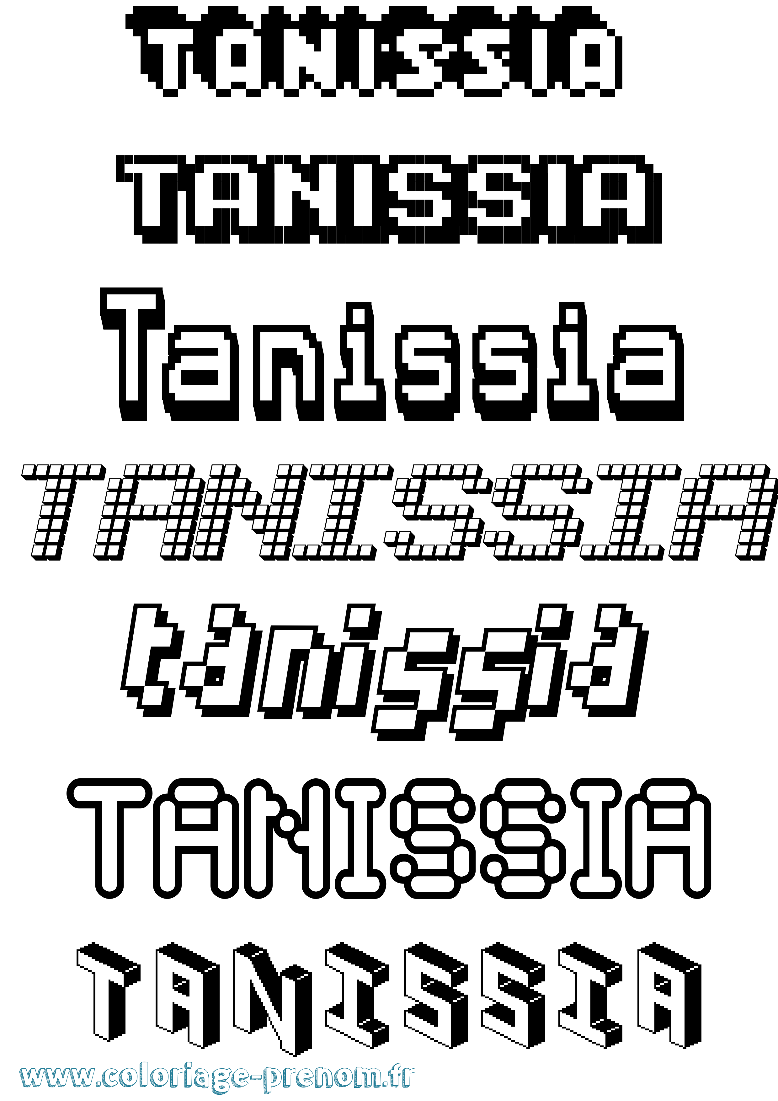 Coloriage Tanissia Pixel Coloriage prénom Tanissia Pixel