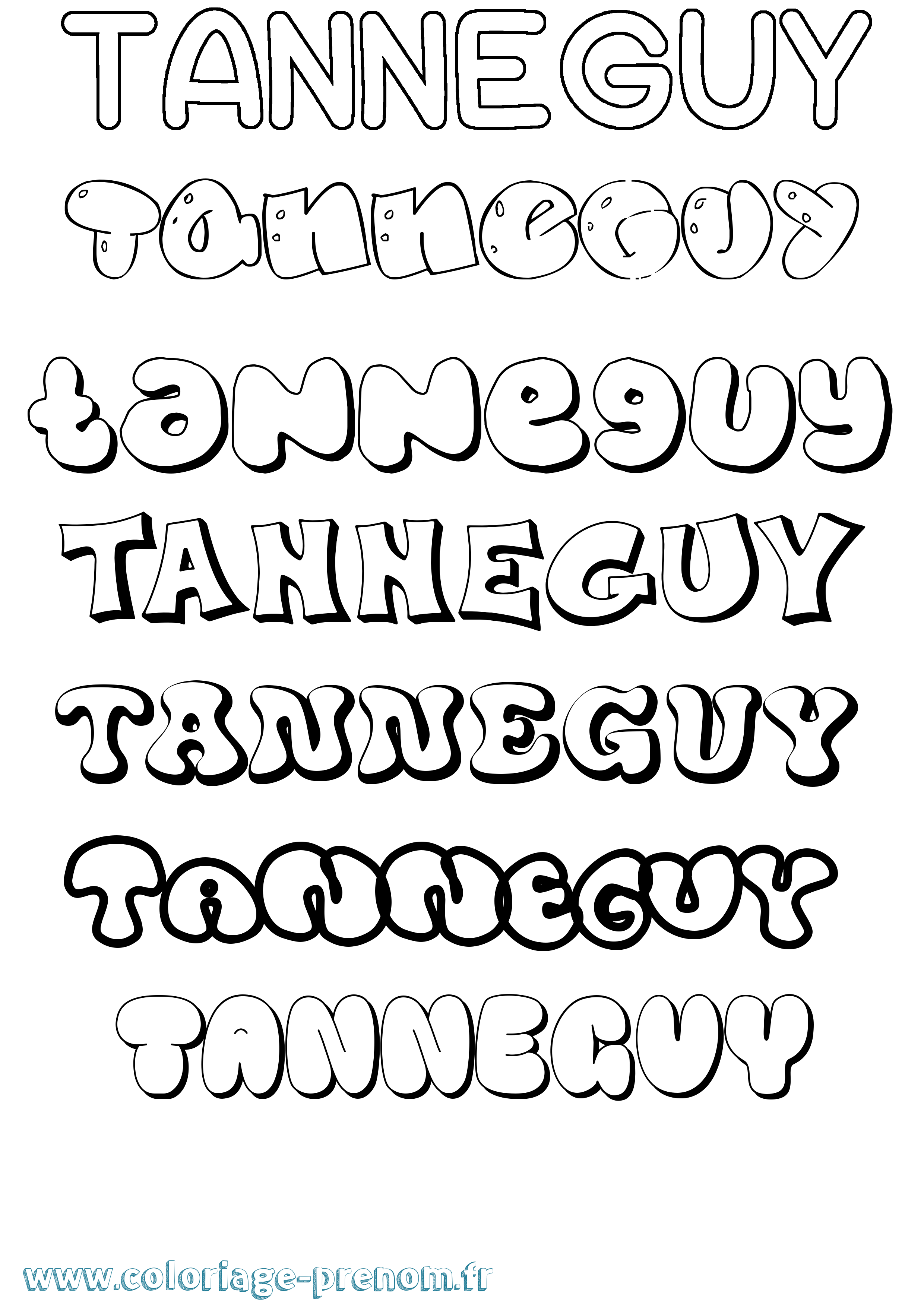 Coloriage Tanneguy Bubble Coloriage prénom Tanneguy Bubble