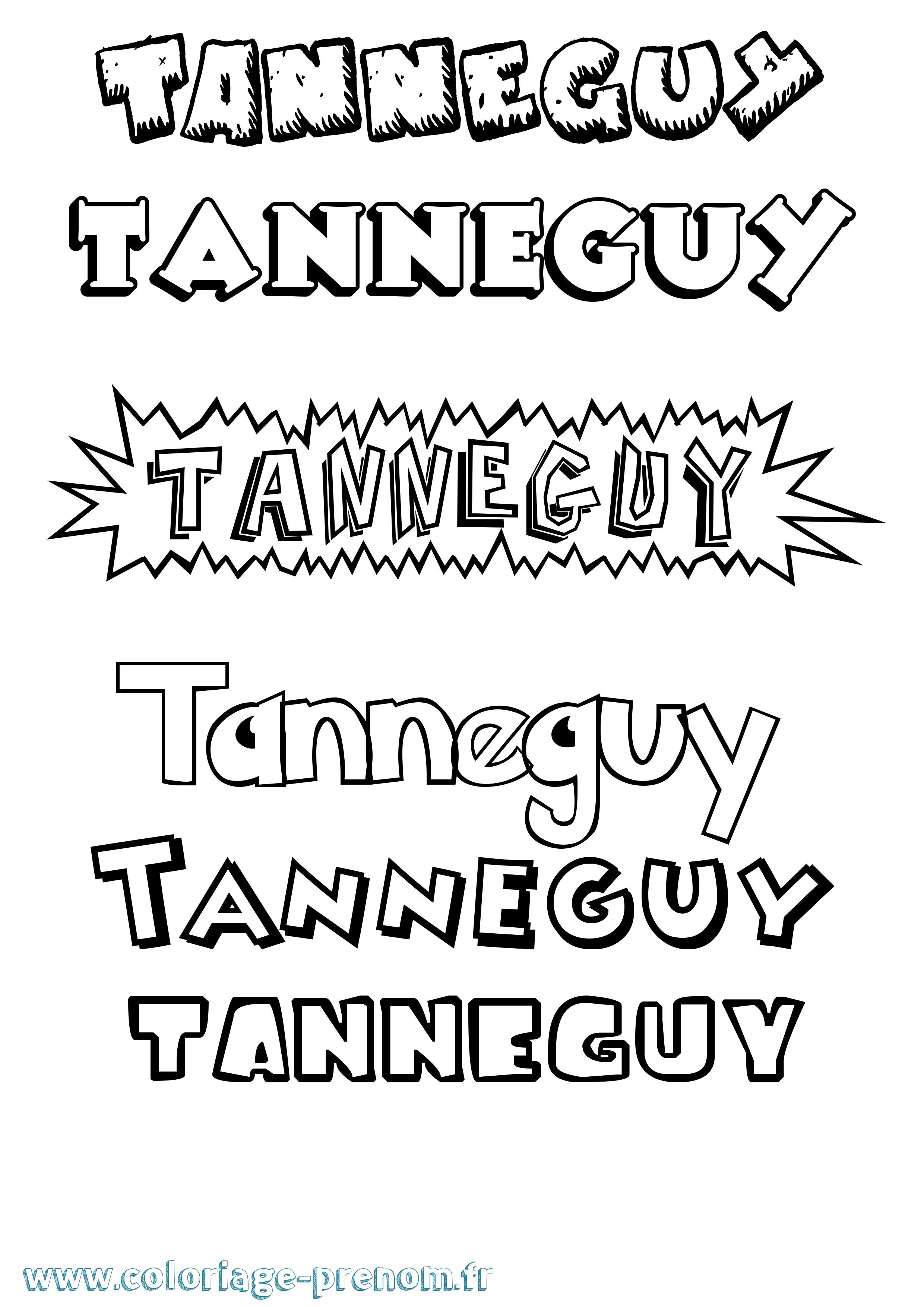 Coloriage Tanneguy Dessin Animé Coloriage prénom Tanneguy Dessin Animé