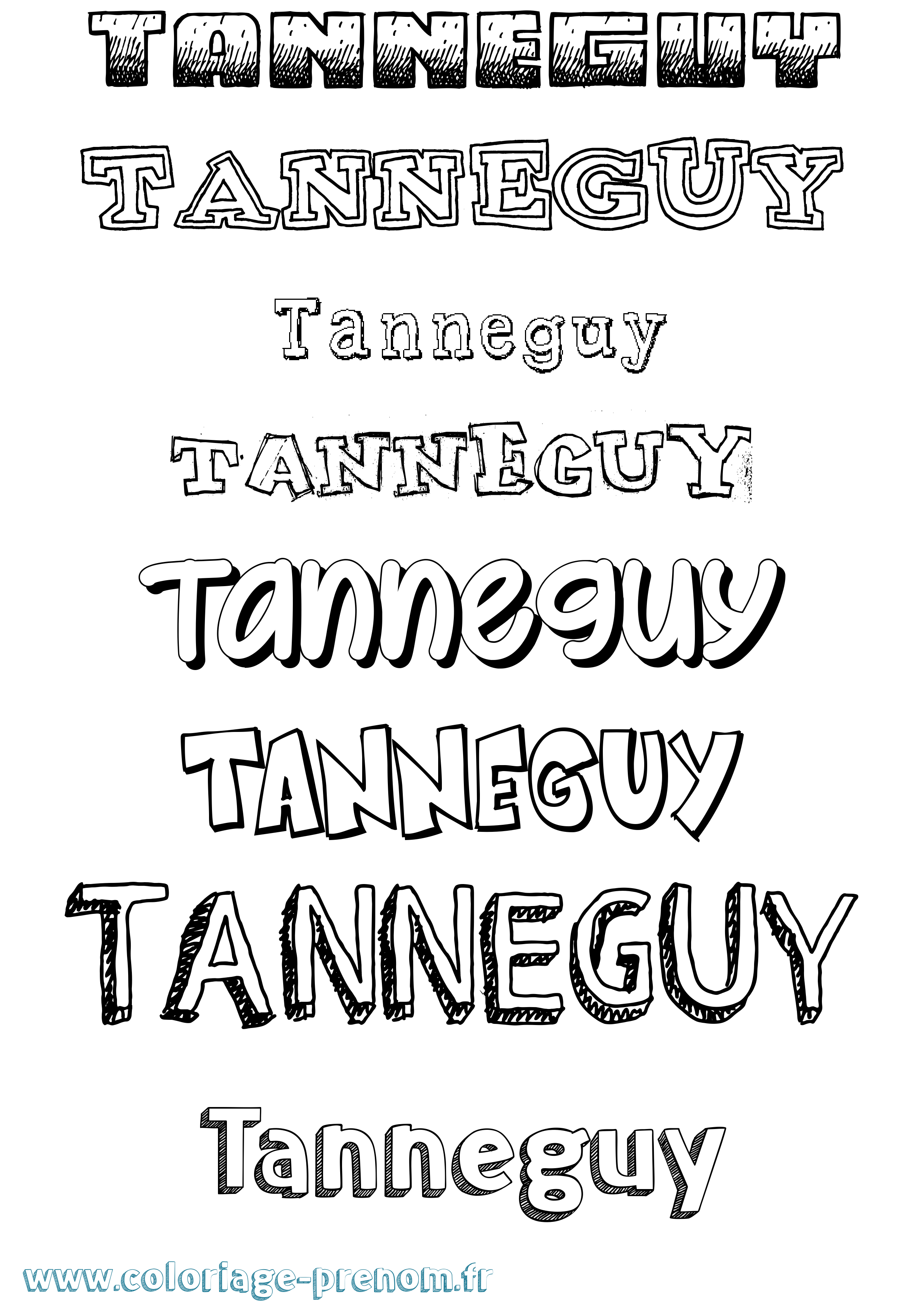 Coloriage Tanneguy Dessiné Coloriage prénom Tanneguy Dessiné