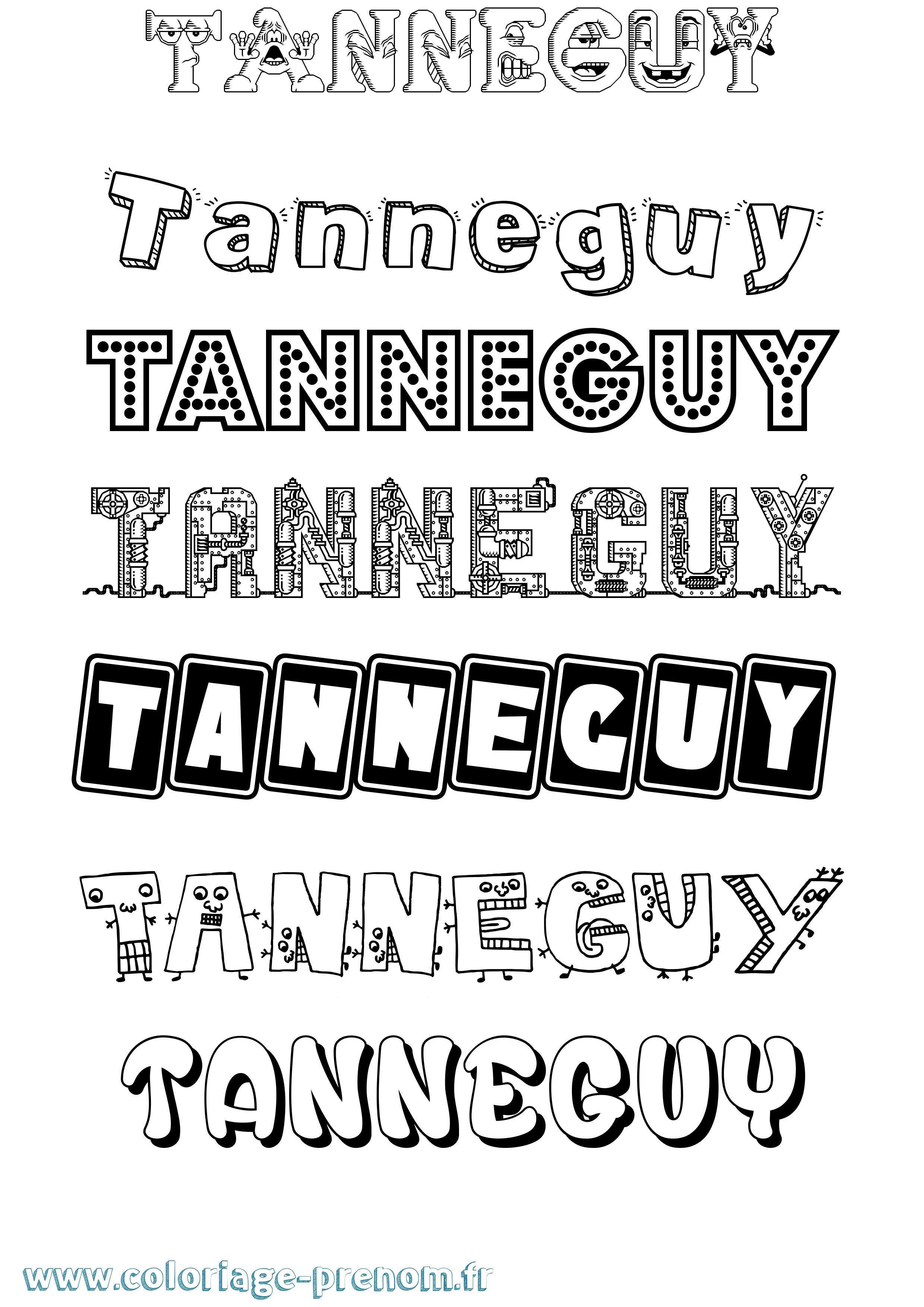 Coloriage Tanneguy Fun Coloriage prénom Tanneguy Fun