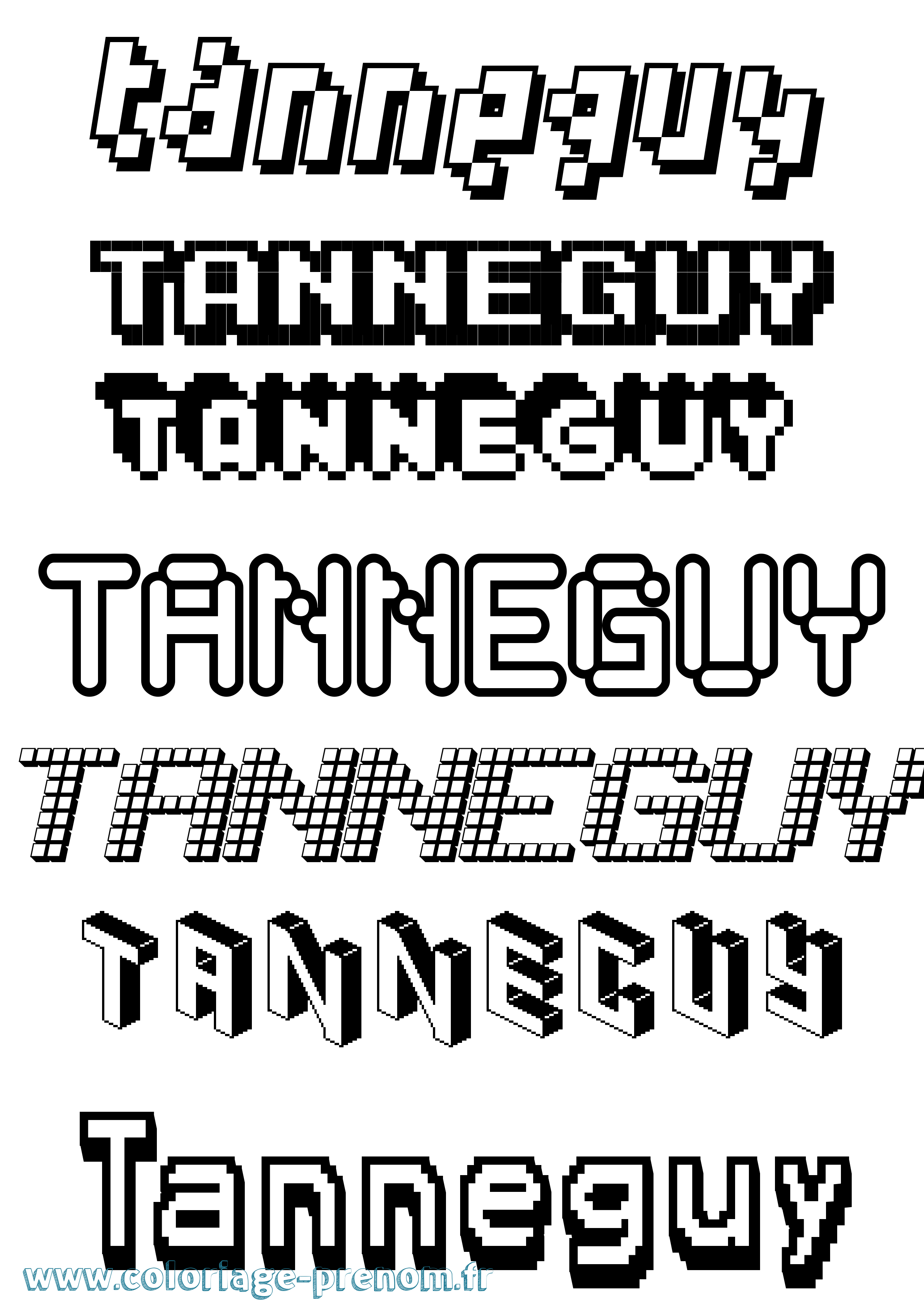 Coloriage Tanneguy Pixel Coloriage prénom Tanneguy Pixel