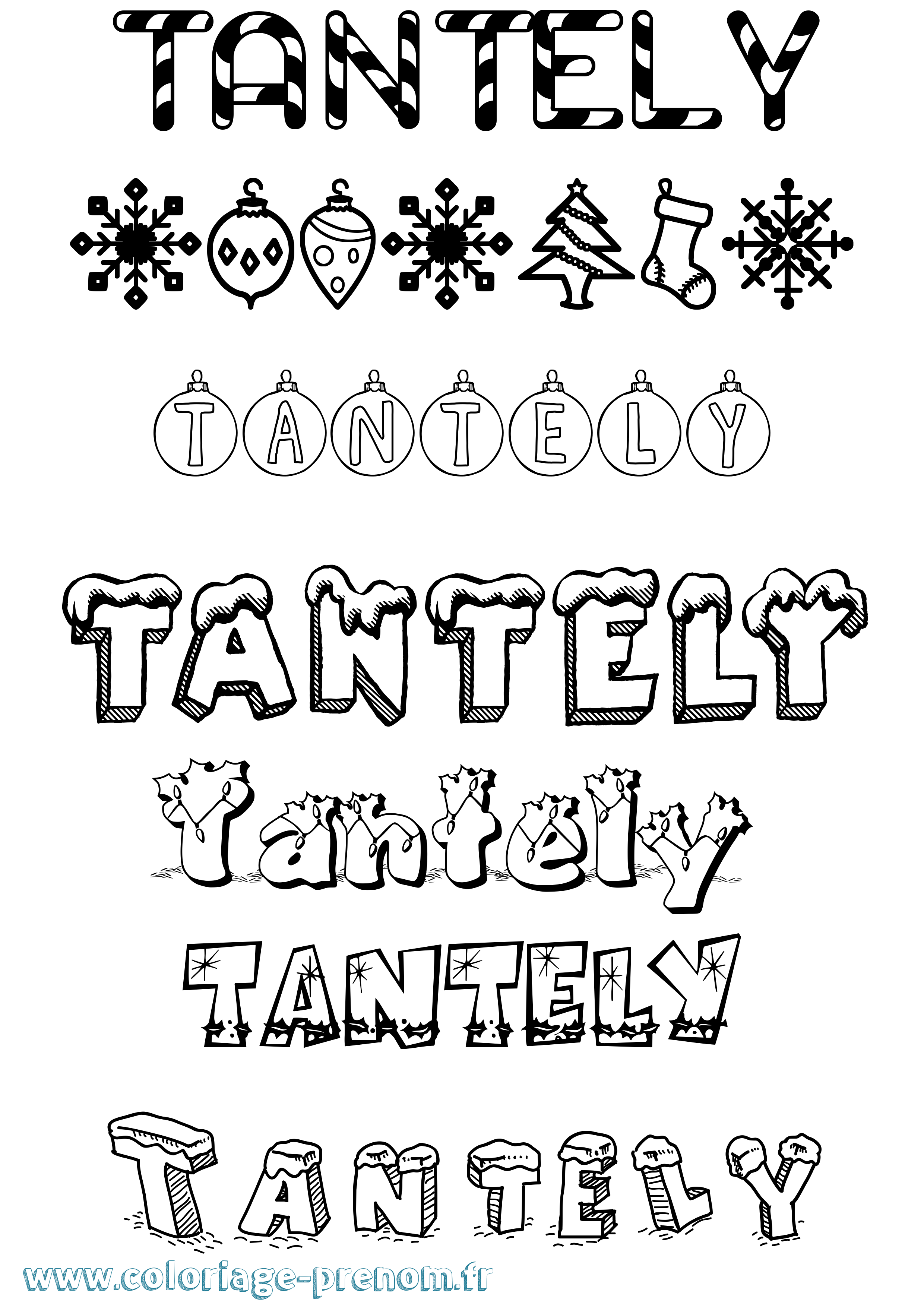 Coloriage Tantely Noël Coloriage prénom Tantely Noël