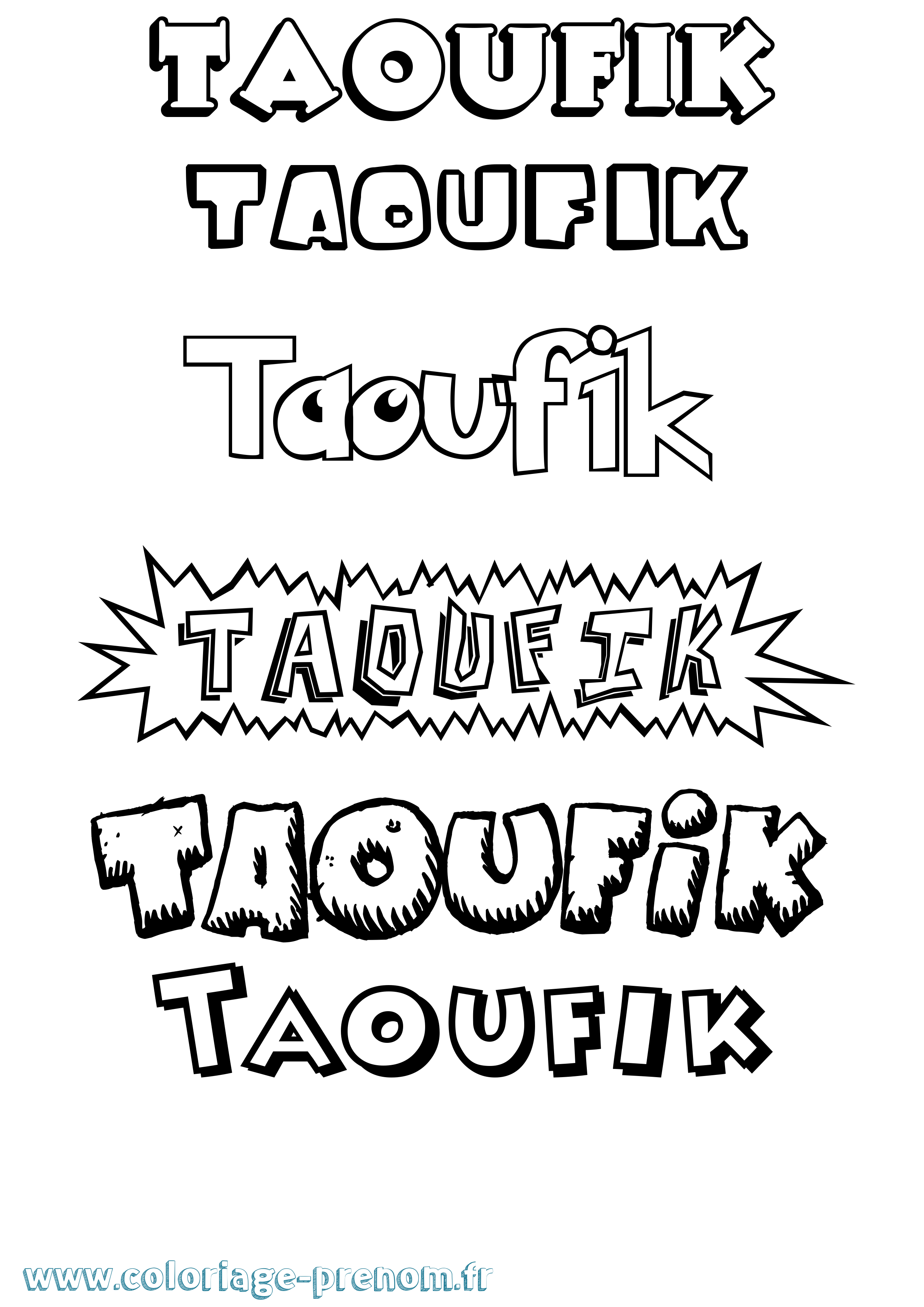 Coloriage Taoufik Dessin Animé Coloriage prénom Taoufik Dessin Animé