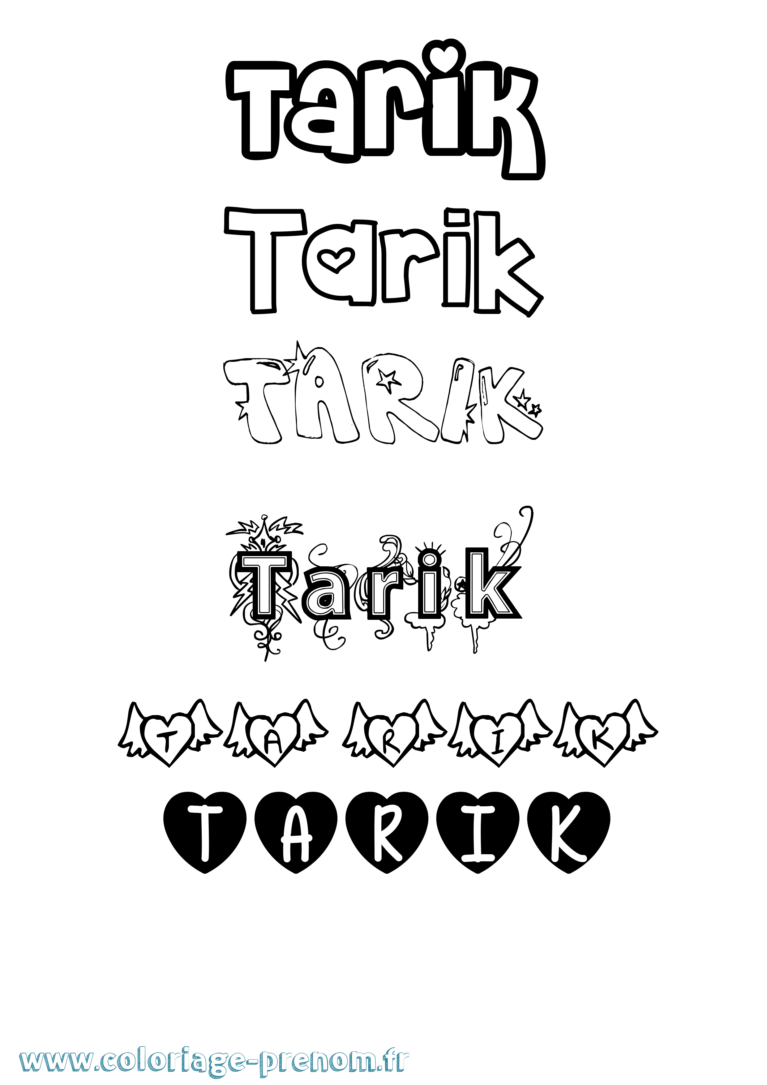 Coloriage Tarik Girly Coloriage prénom Tarik Girly
