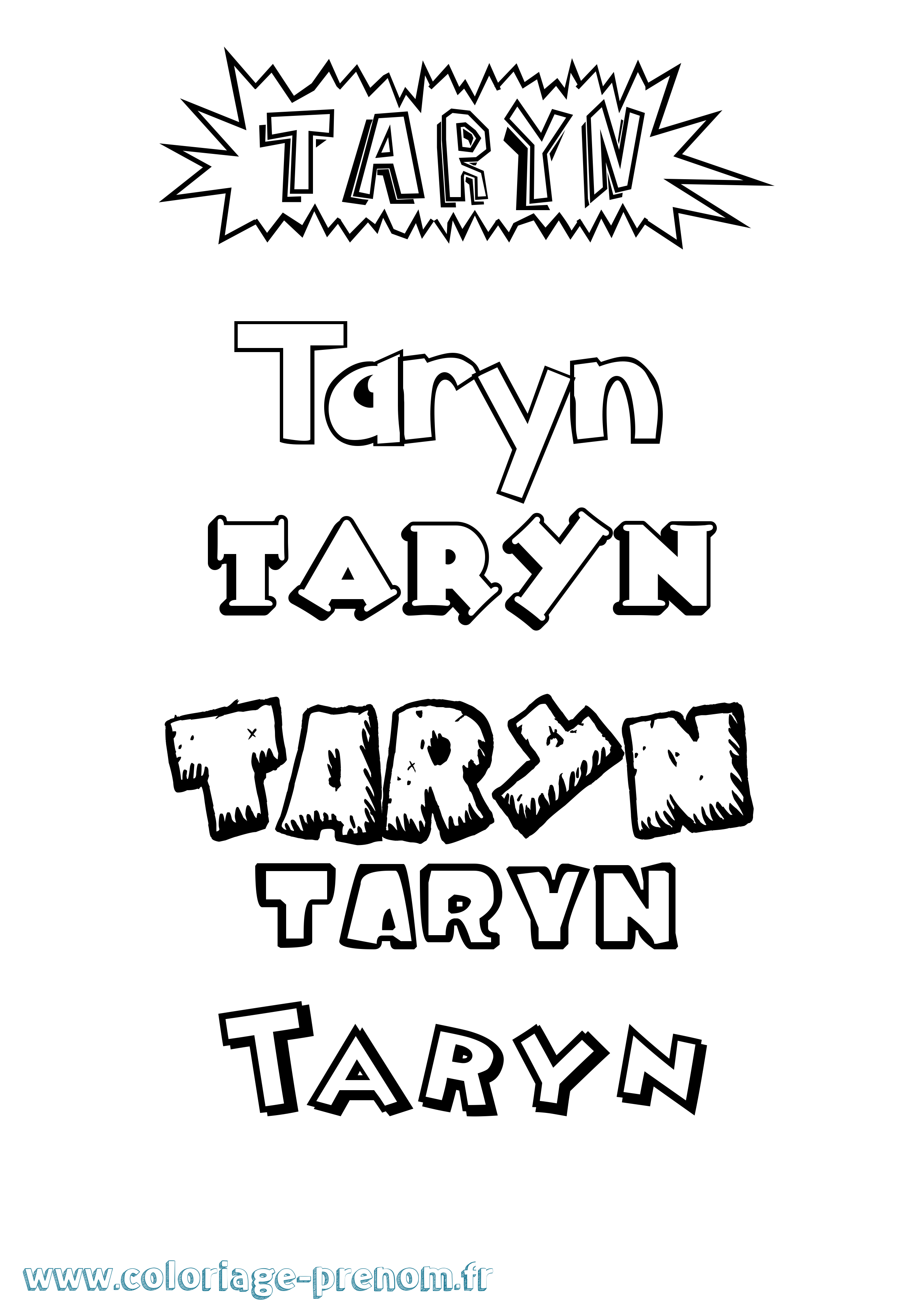 Coloriage Taryn Dessin Animé Coloriage prénom Taryn Dessin Animé