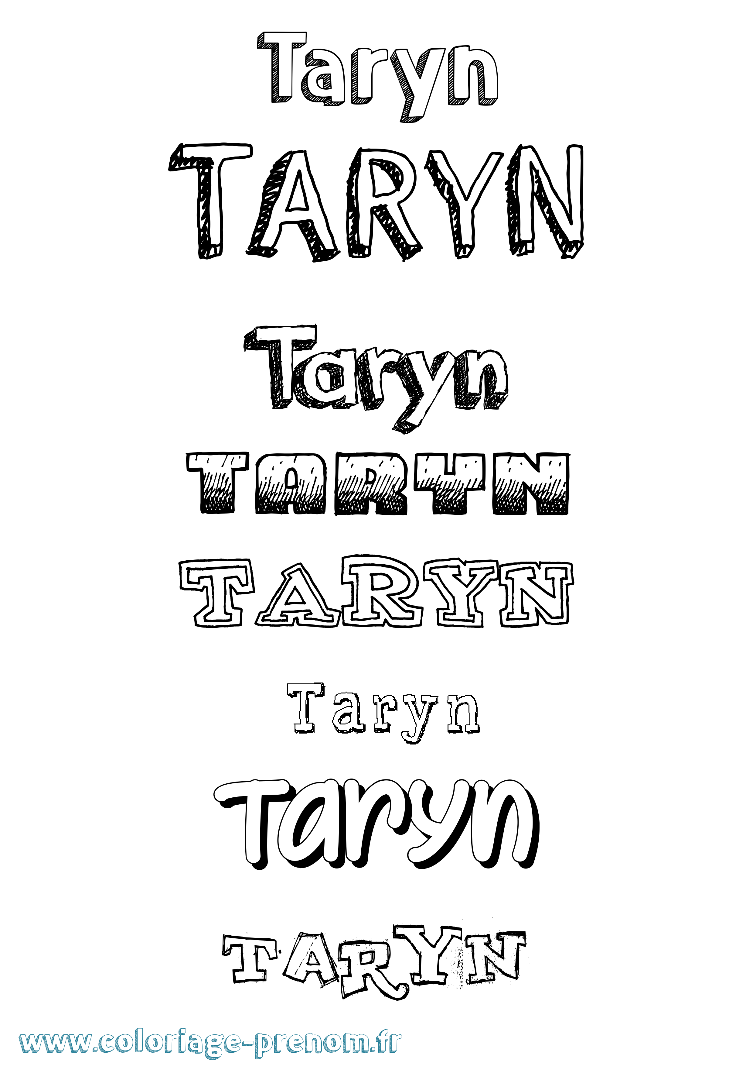 Coloriage Taryn Dessiné Coloriage prénom Taryn Dessiné