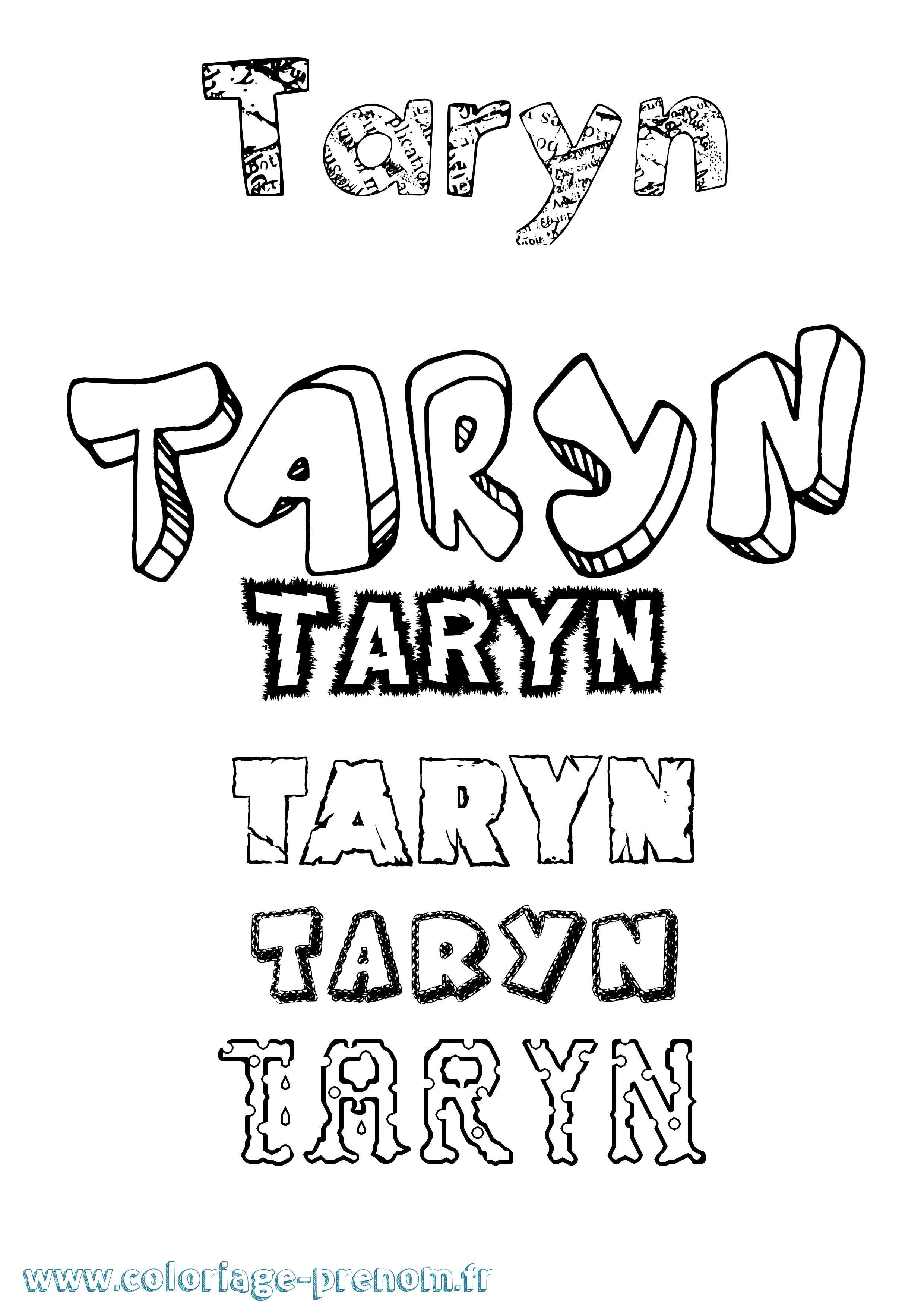Coloriage Taryn Destructuré Coloriage prénom Taryn Destructuré