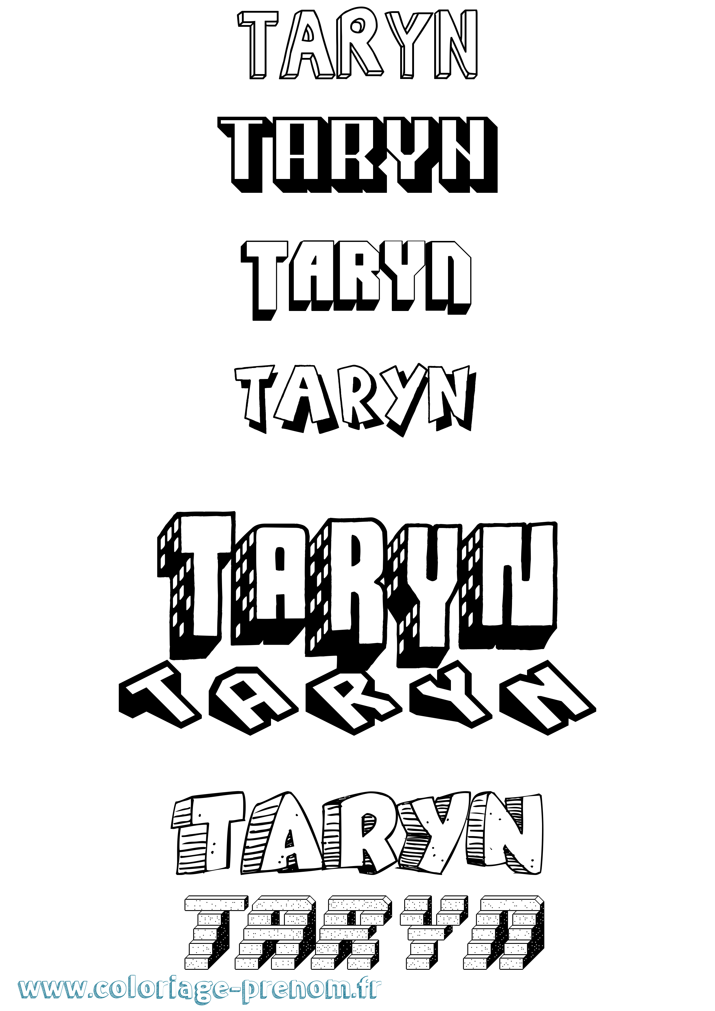 Coloriage Taryn Effet 3D Coloriage prénom Taryn Effet 3D