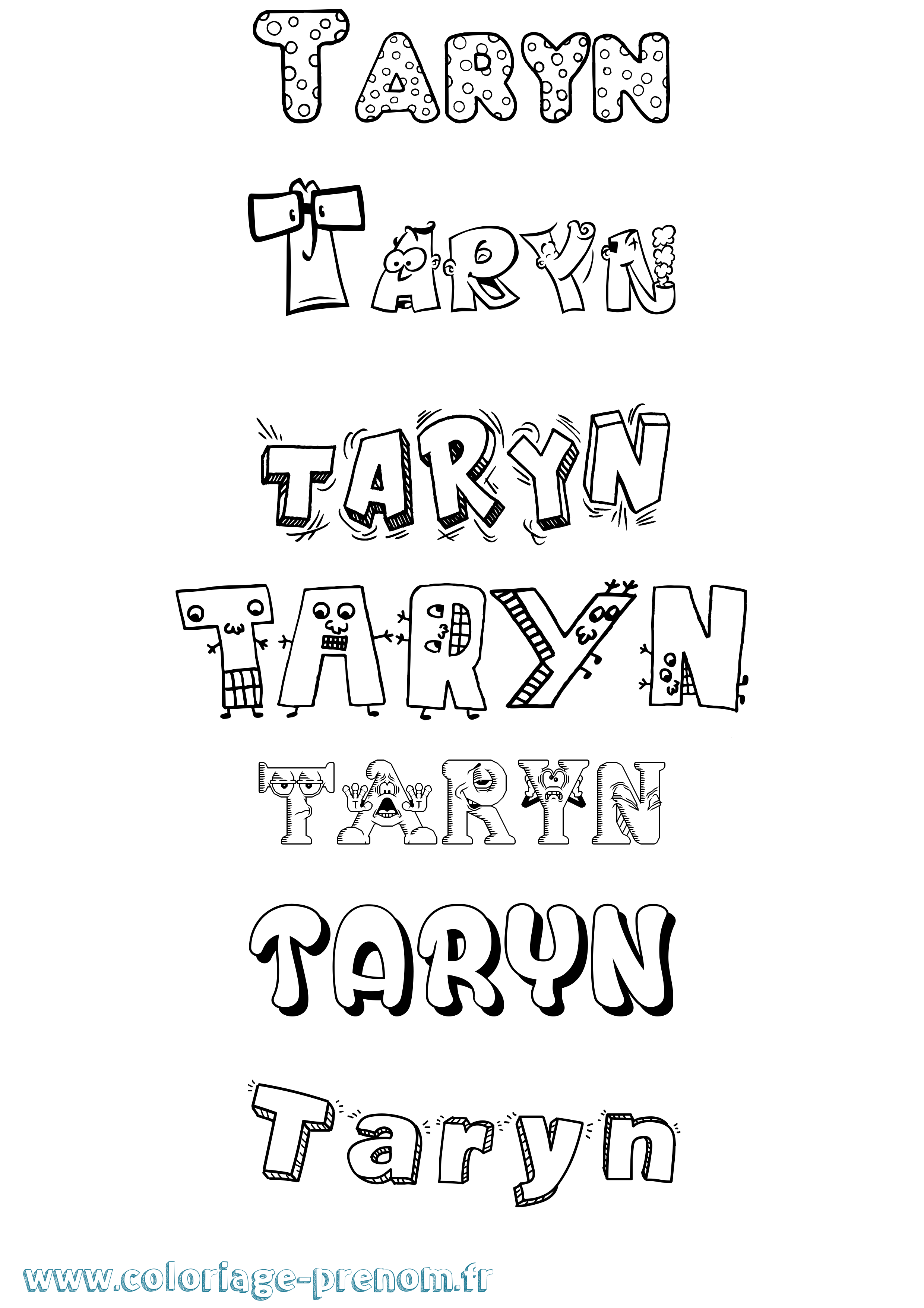 Coloriage Taryn Fun Coloriage prénom Taryn Fun