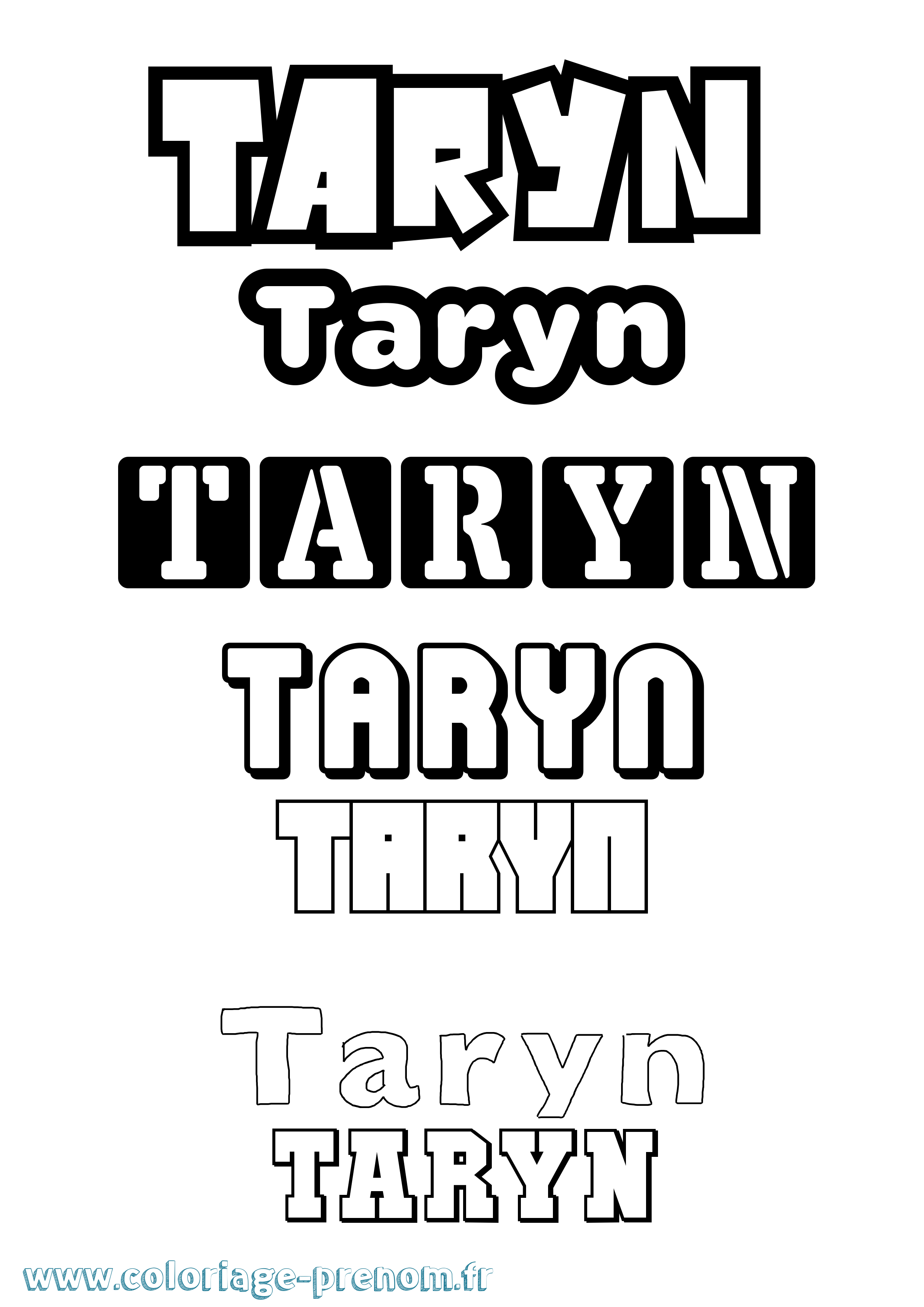 Coloriage Taryn Simple Coloriage prénom Taryn Simple