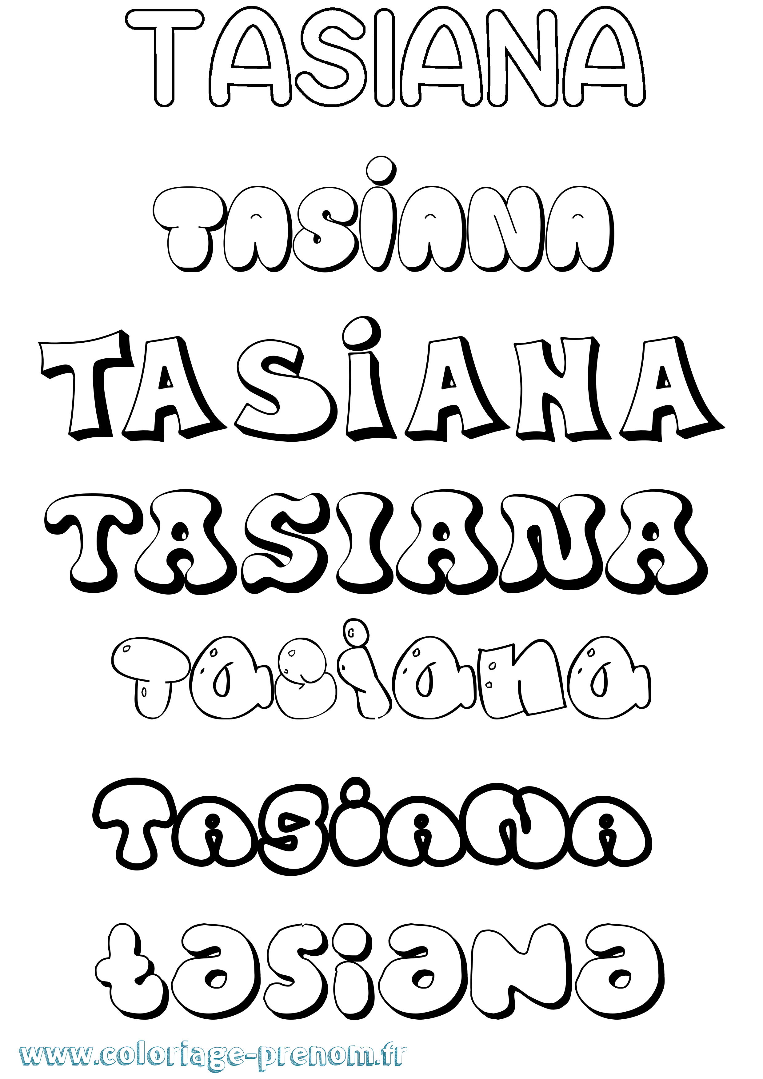 Coloriage Tasiana Bubble Coloriage prénom Tasiana Bubble