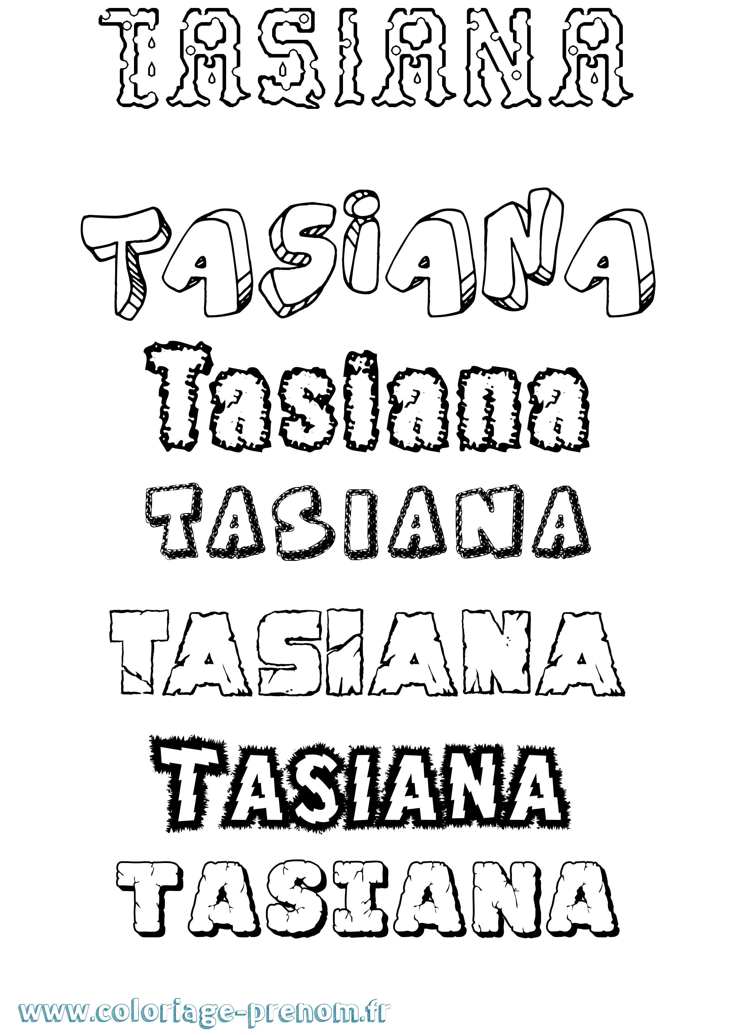 Coloriage Tasiana Destructuré Coloriage prénom Tasiana Destructuré