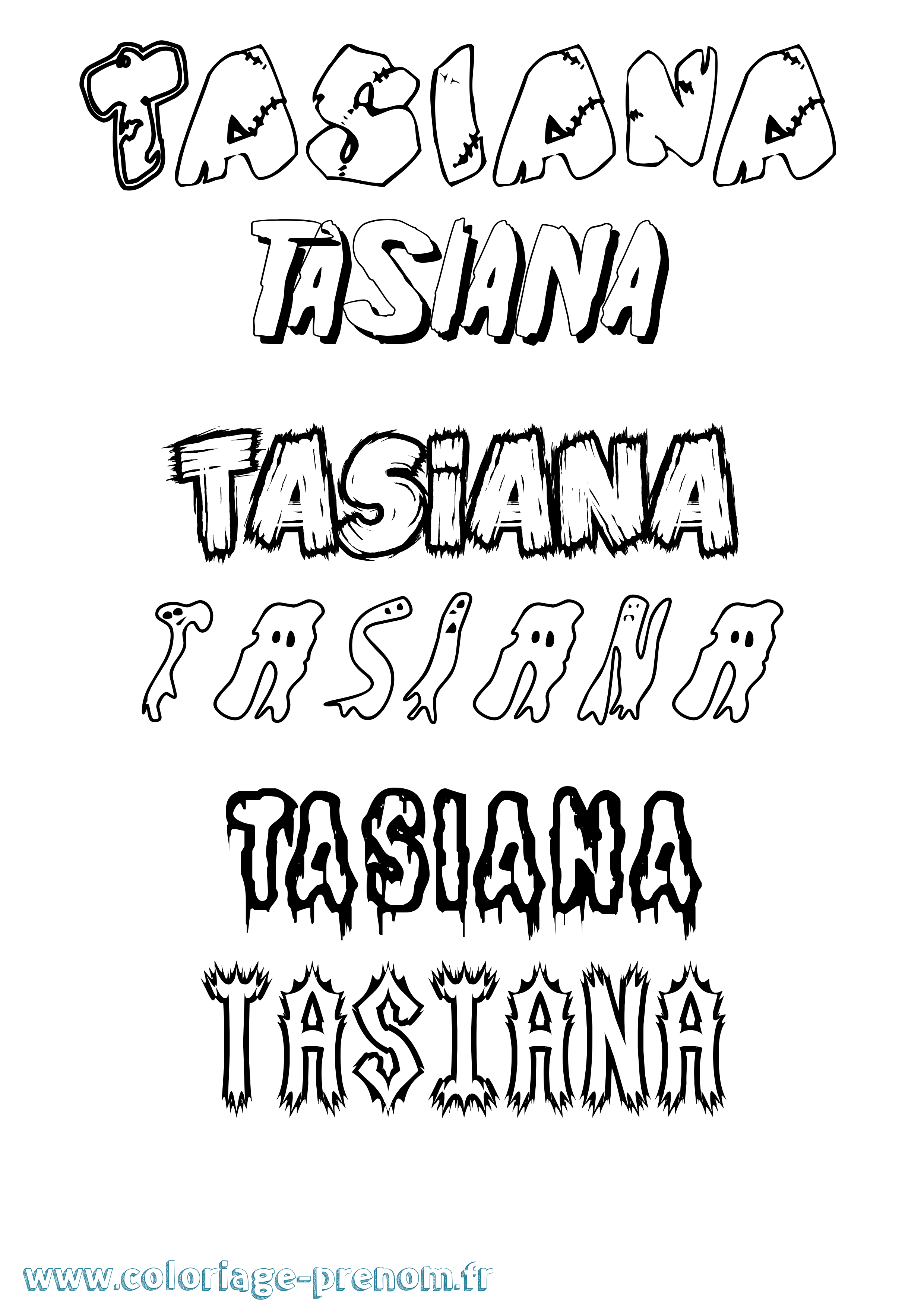 Coloriage Tasiana Frisson Coloriage prénom Tasiana Frisson