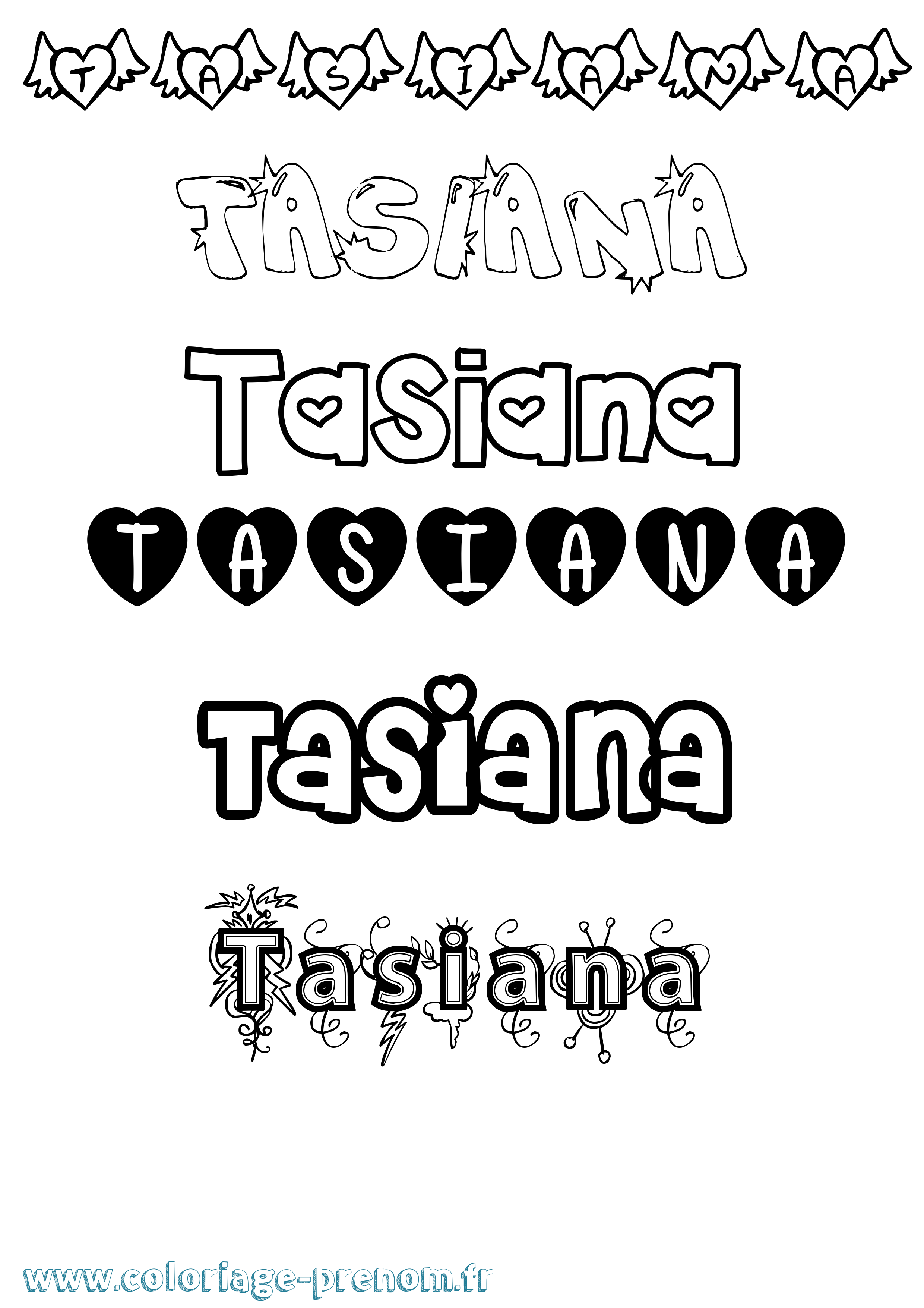 Coloriage Tasiana Girly Coloriage prénom Tasiana Girly