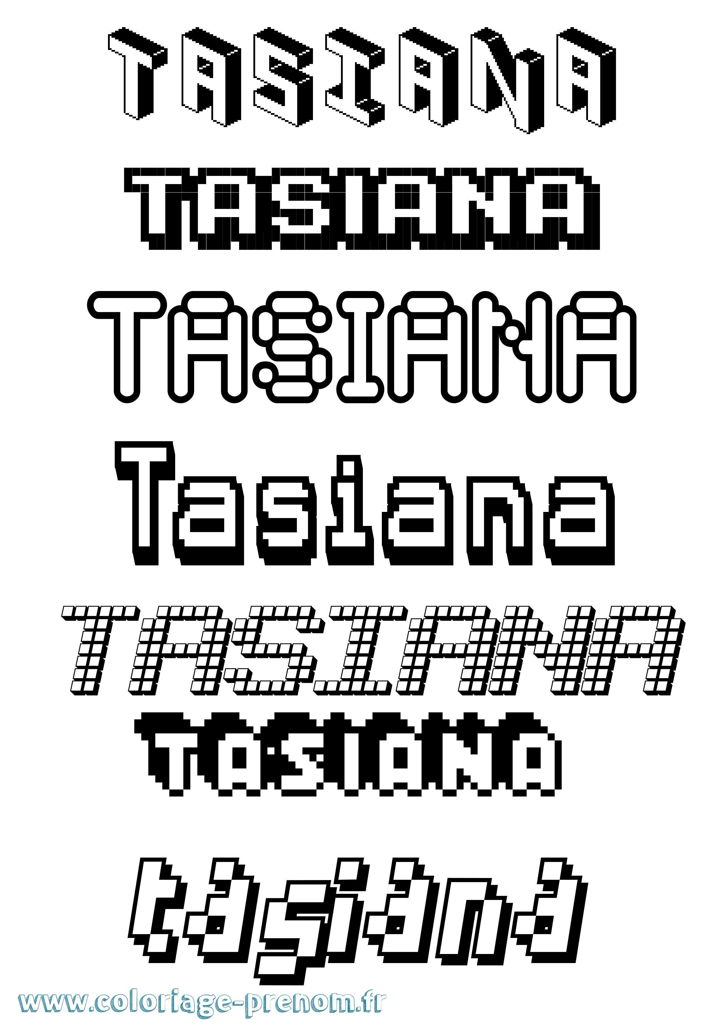 Coloriage Tasiana Pixel Coloriage prénom Tasiana Pixel