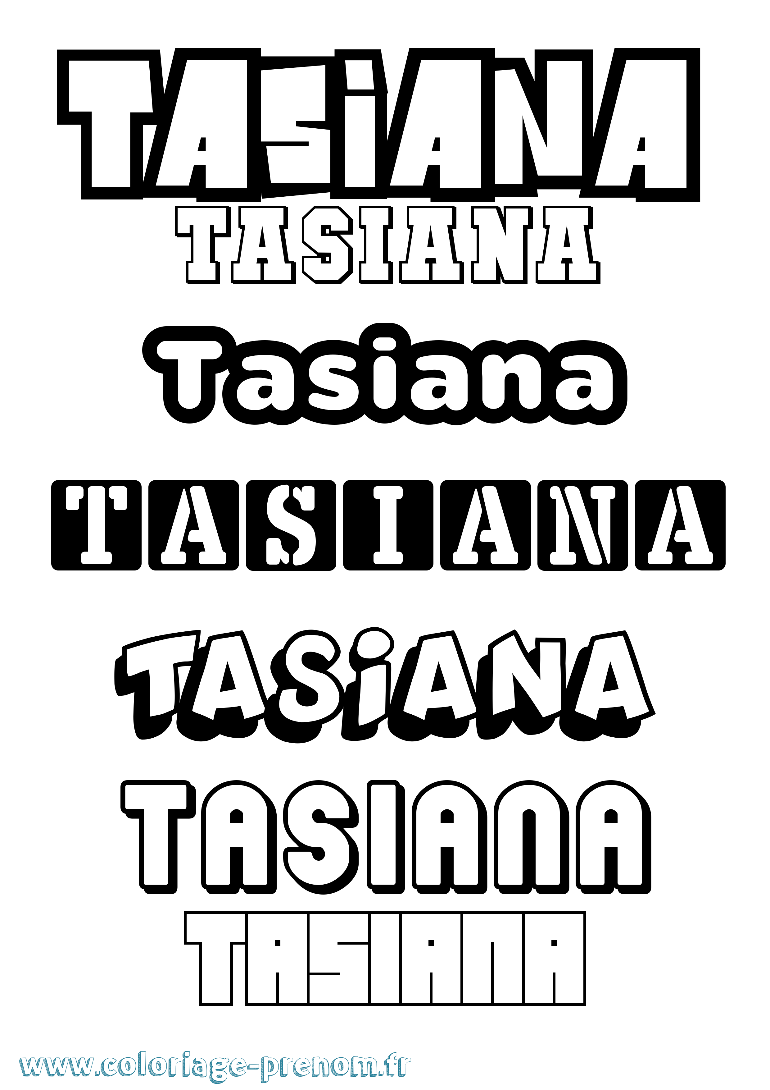Coloriage Tasiana Simple Coloriage prénom Tasiana Simple