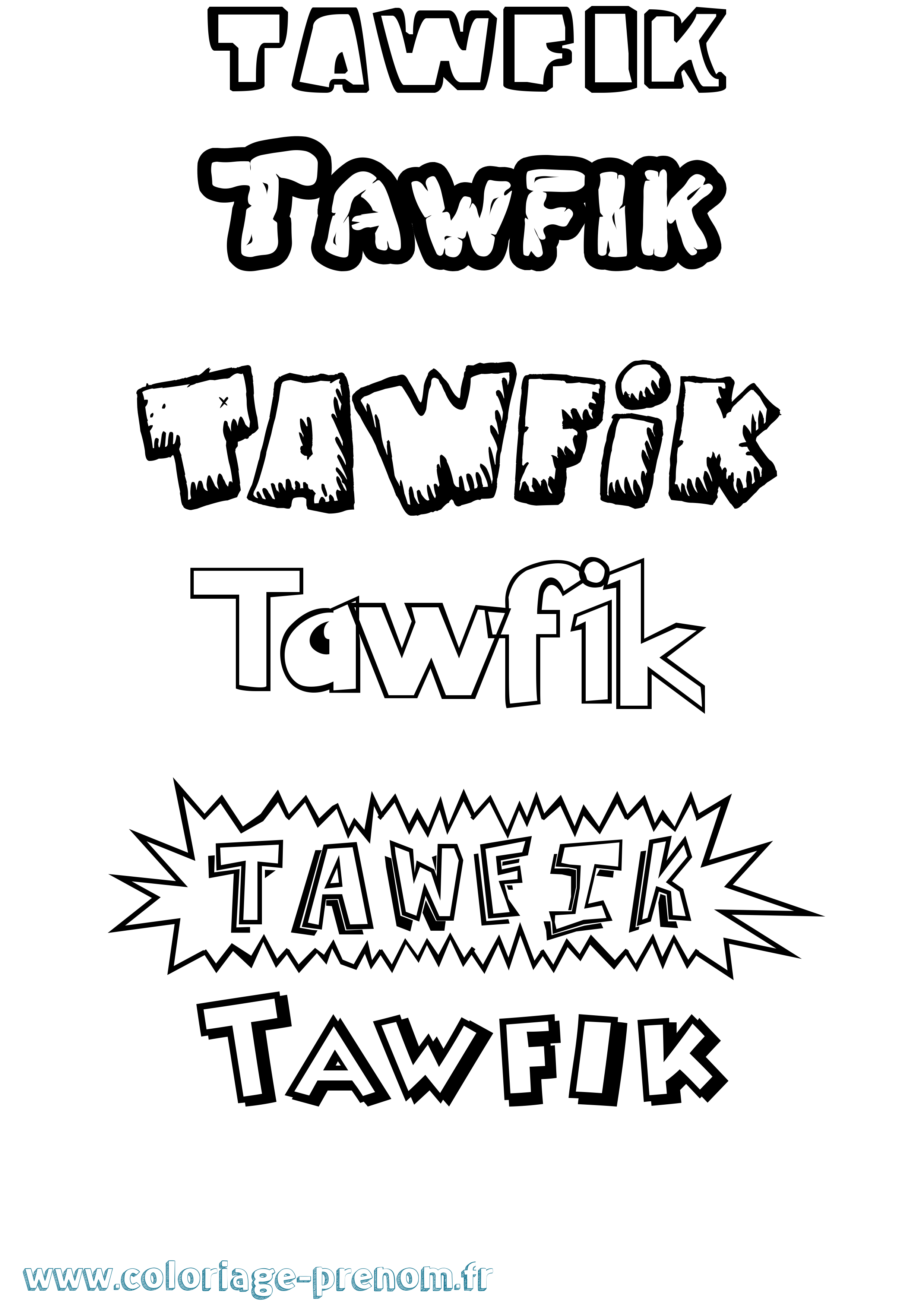 Coloriage Tawfik Dessin Animé Coloriage prénom Tawfik Dessin Animé