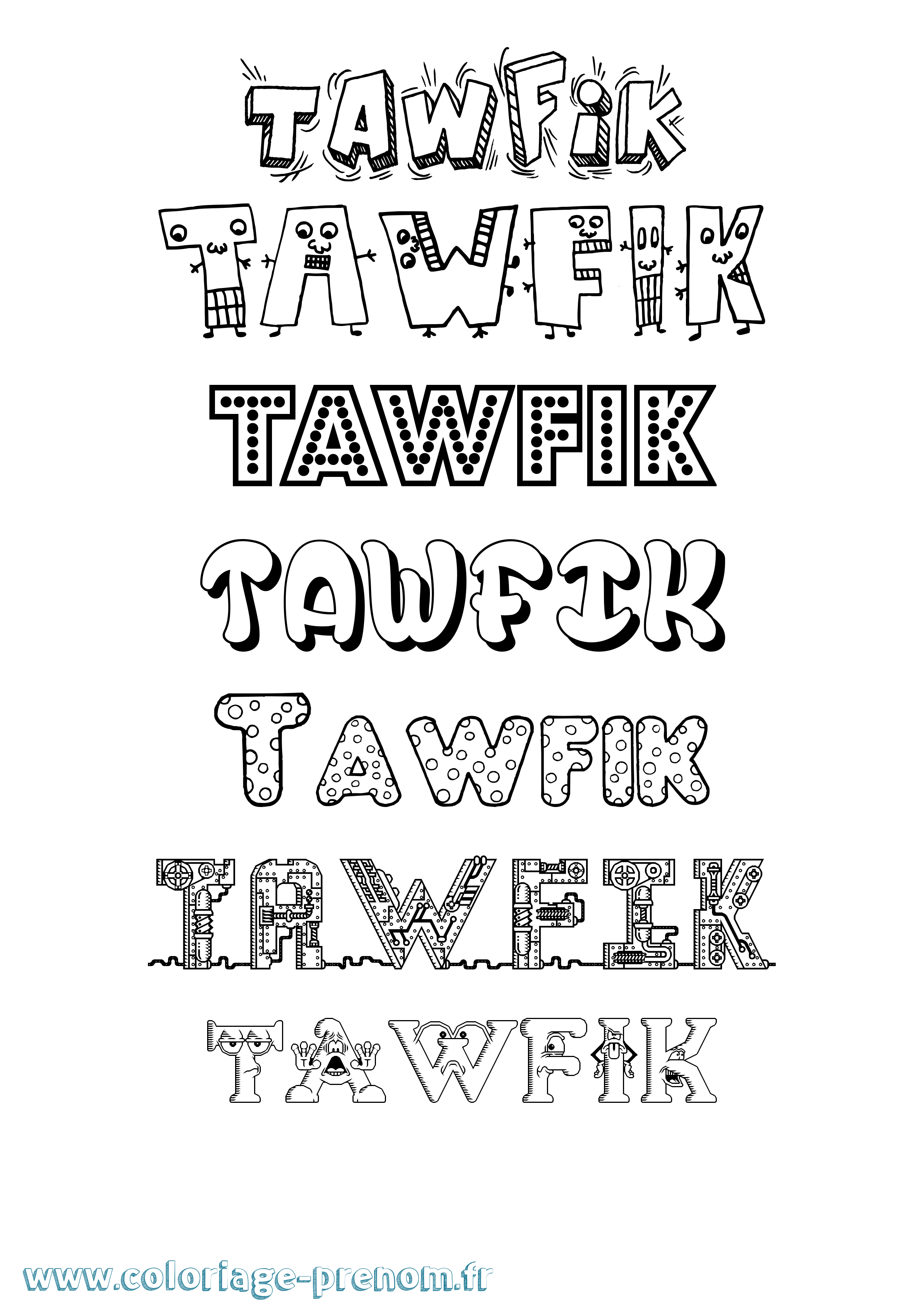 Coloriage Tawfik Fun Coloriage prénom Tawfik Fun