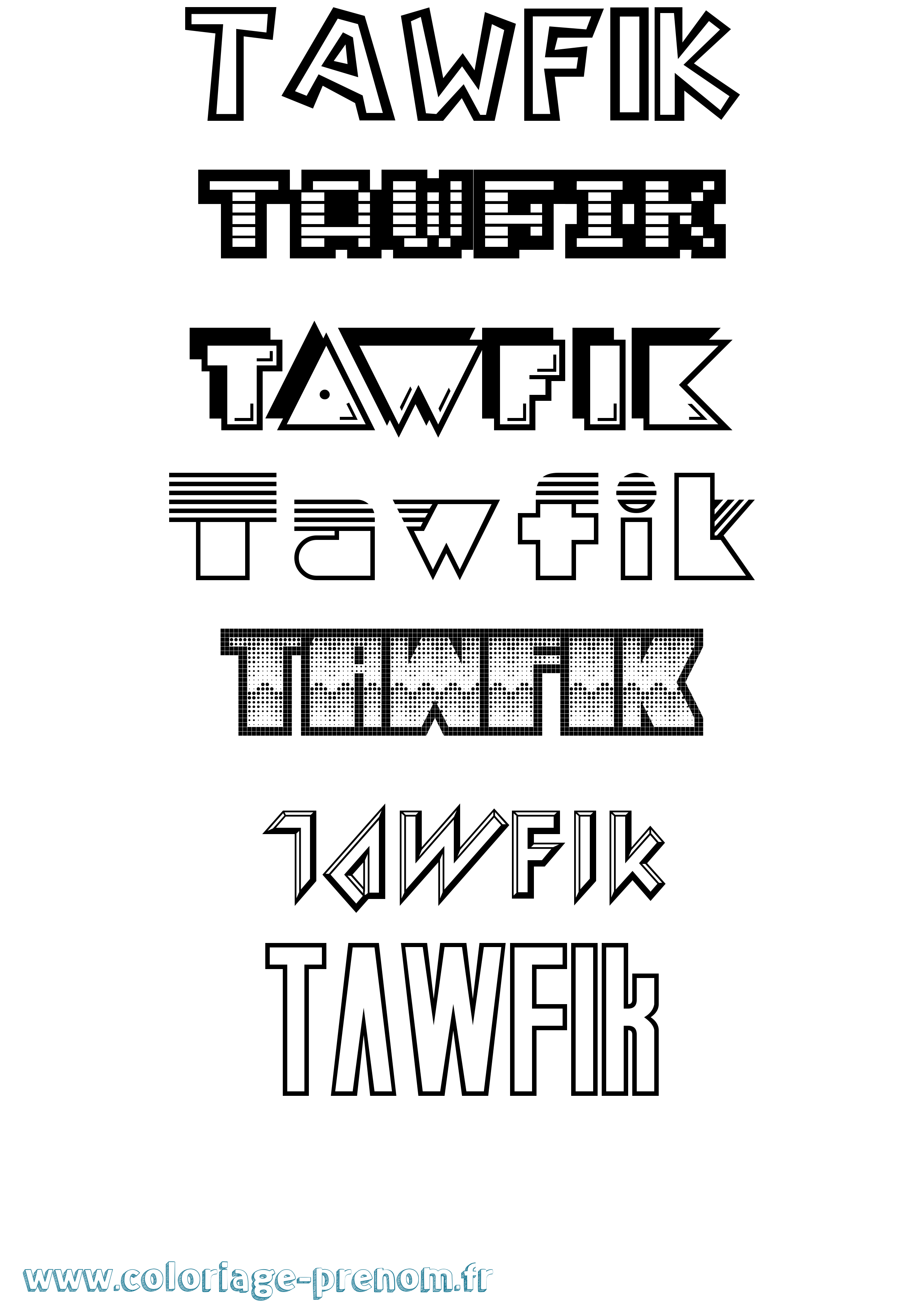 Coloriage Tawfik Jeux Vidéos Coloriage prénom Tawfik Jeux Vidéos