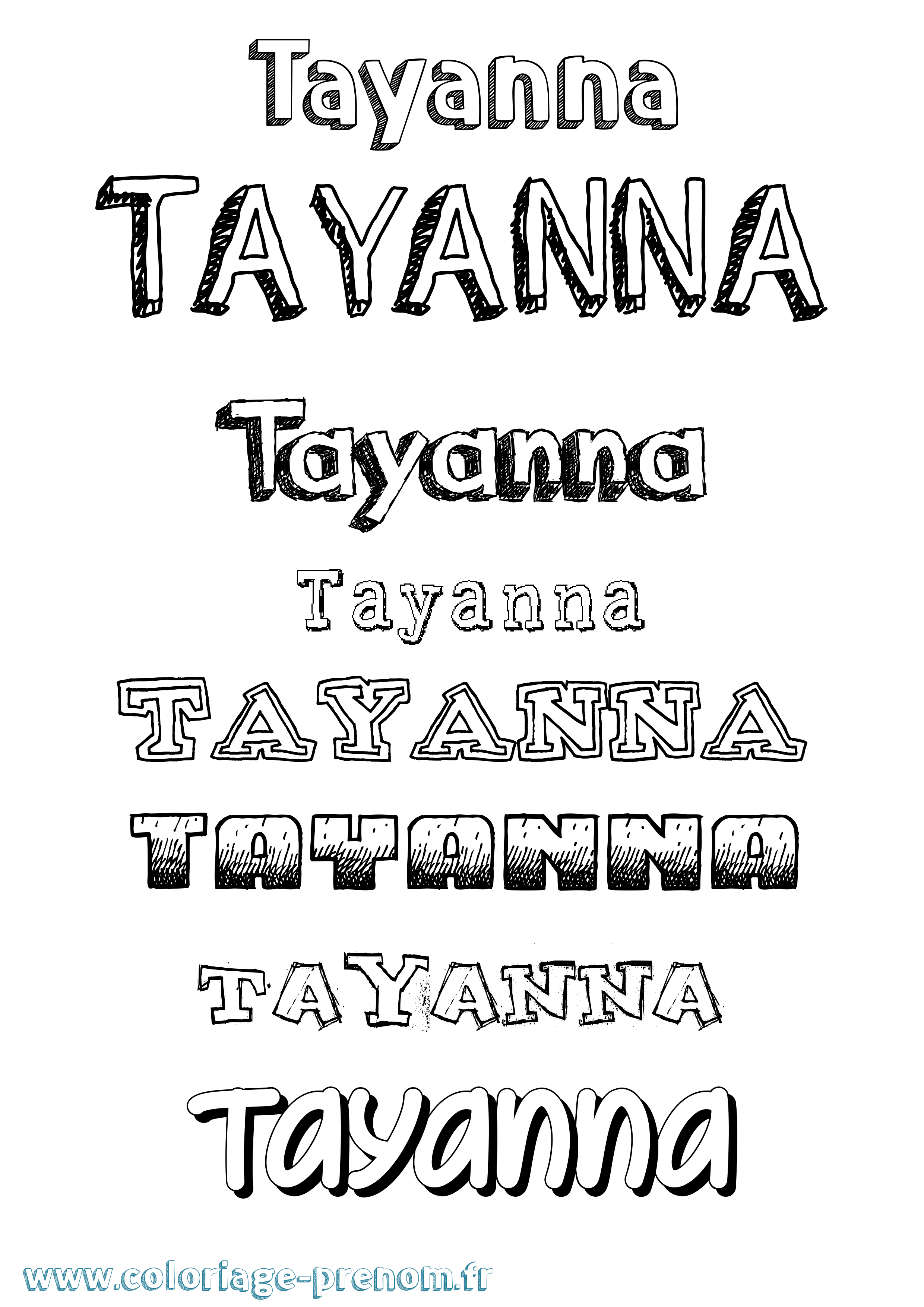 Coloriage Tayanna Dessiné Coloriage prénom Tayanna Dessiné