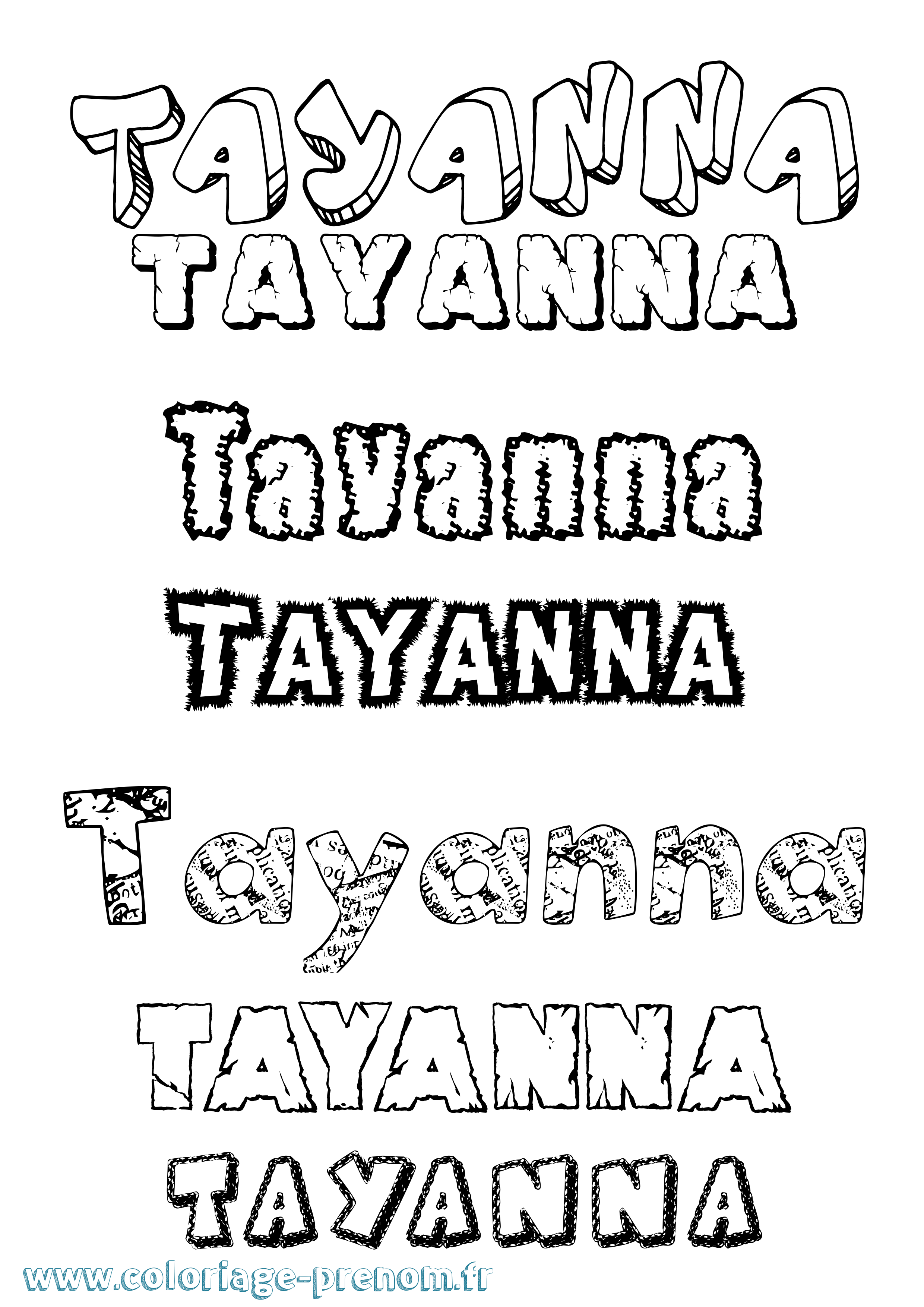 Coloriage Tayanna Destructuré Coloriage prénom Tayanna Destructuré