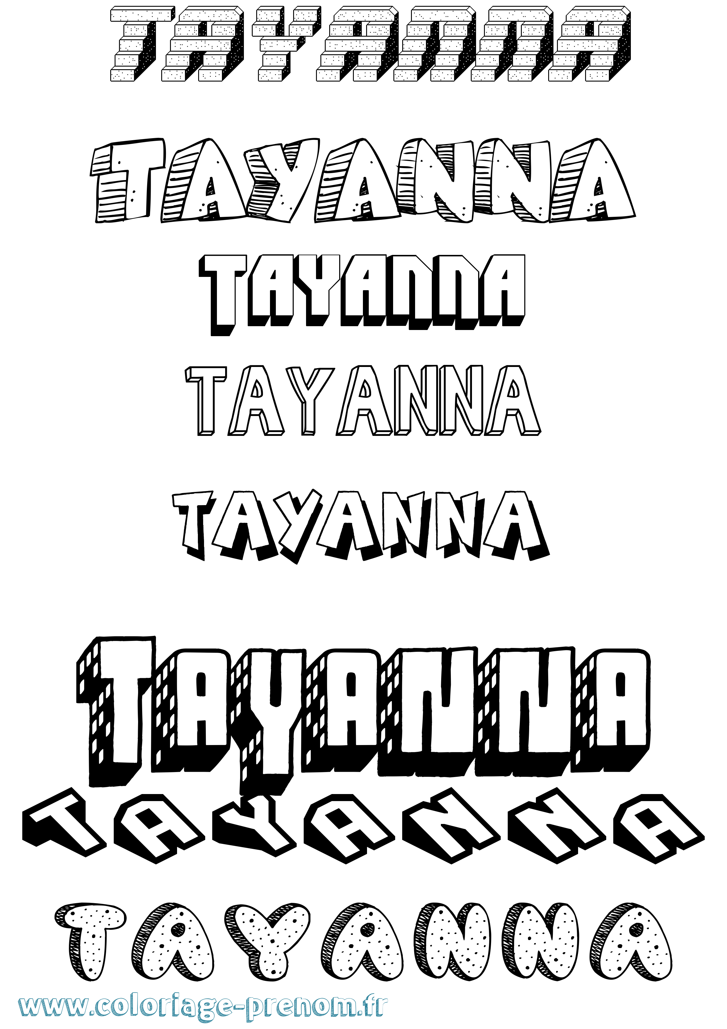 Coloriage Tayanna Effet 3D Coloriage prénom Tayanna Effet 3D