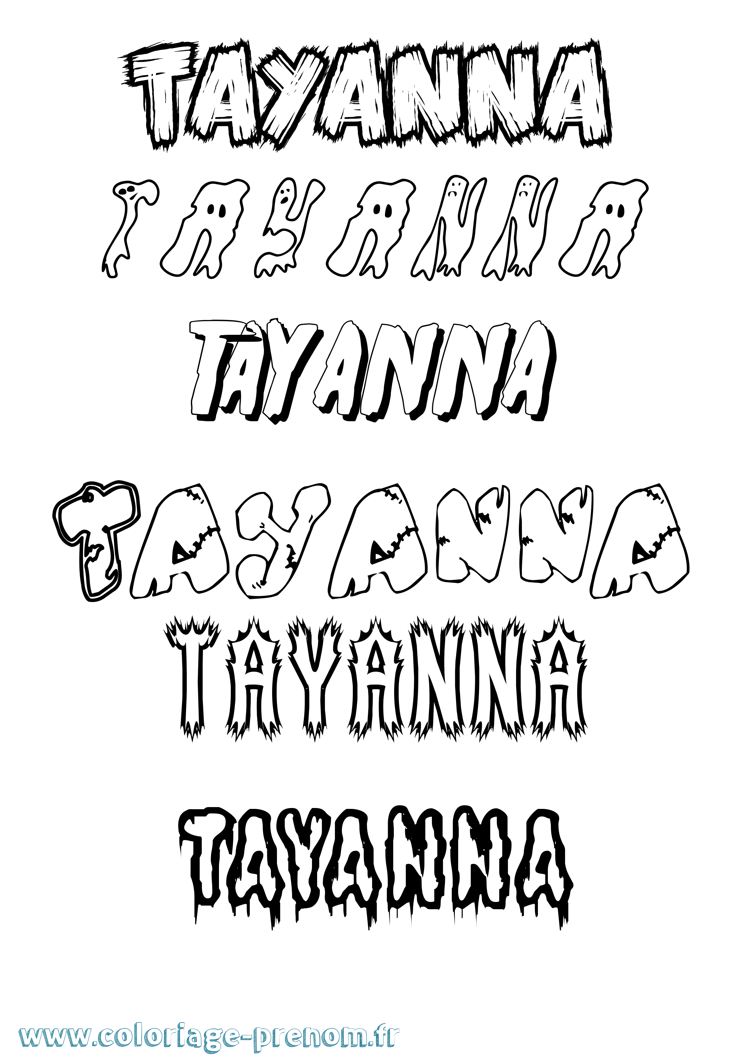 Coloriage Tayanna Frisson Coloriage prénom Tayanna Frisson