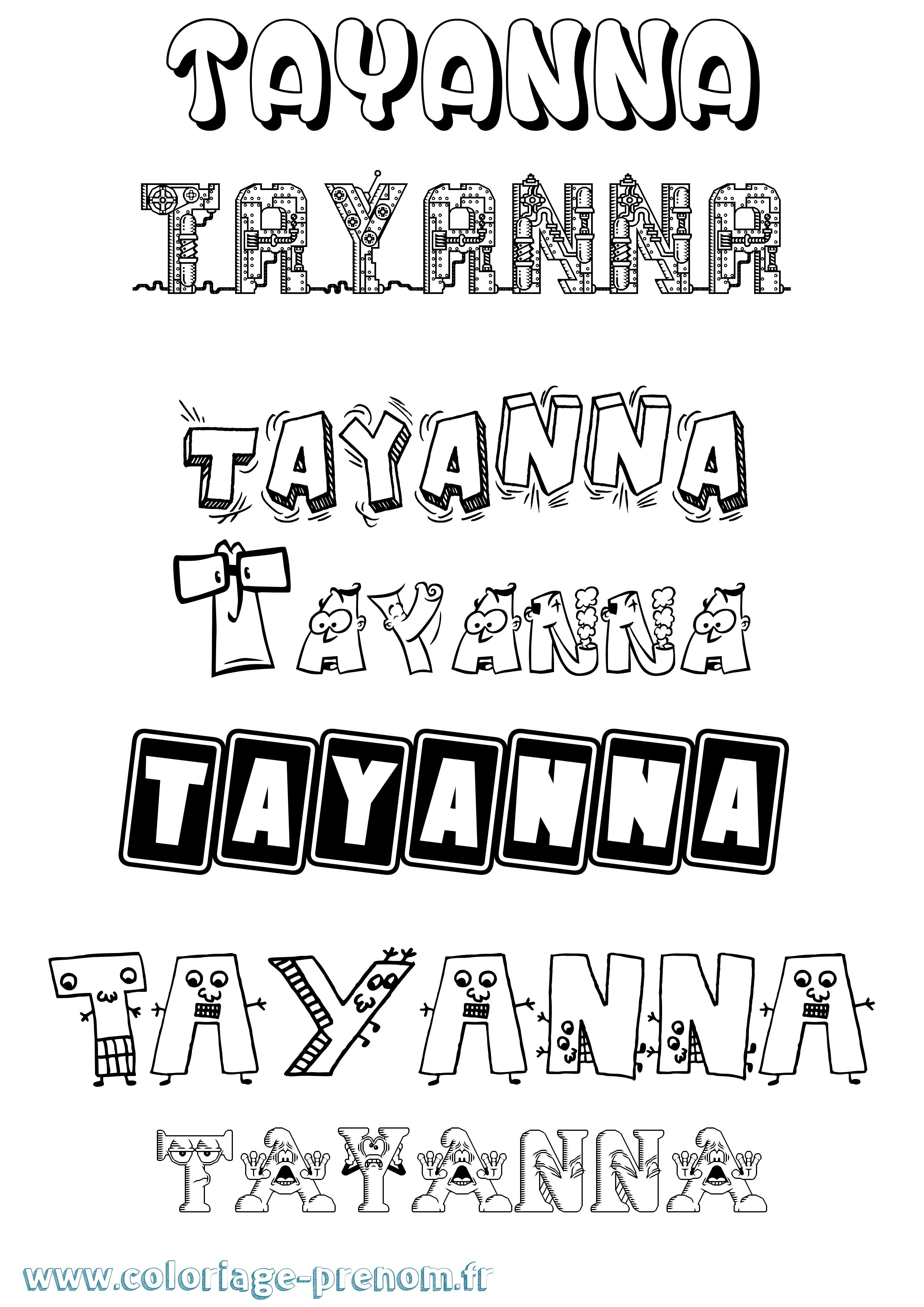 Coloriage Tayanna Fun Coloriage prénom Tayanna Fun