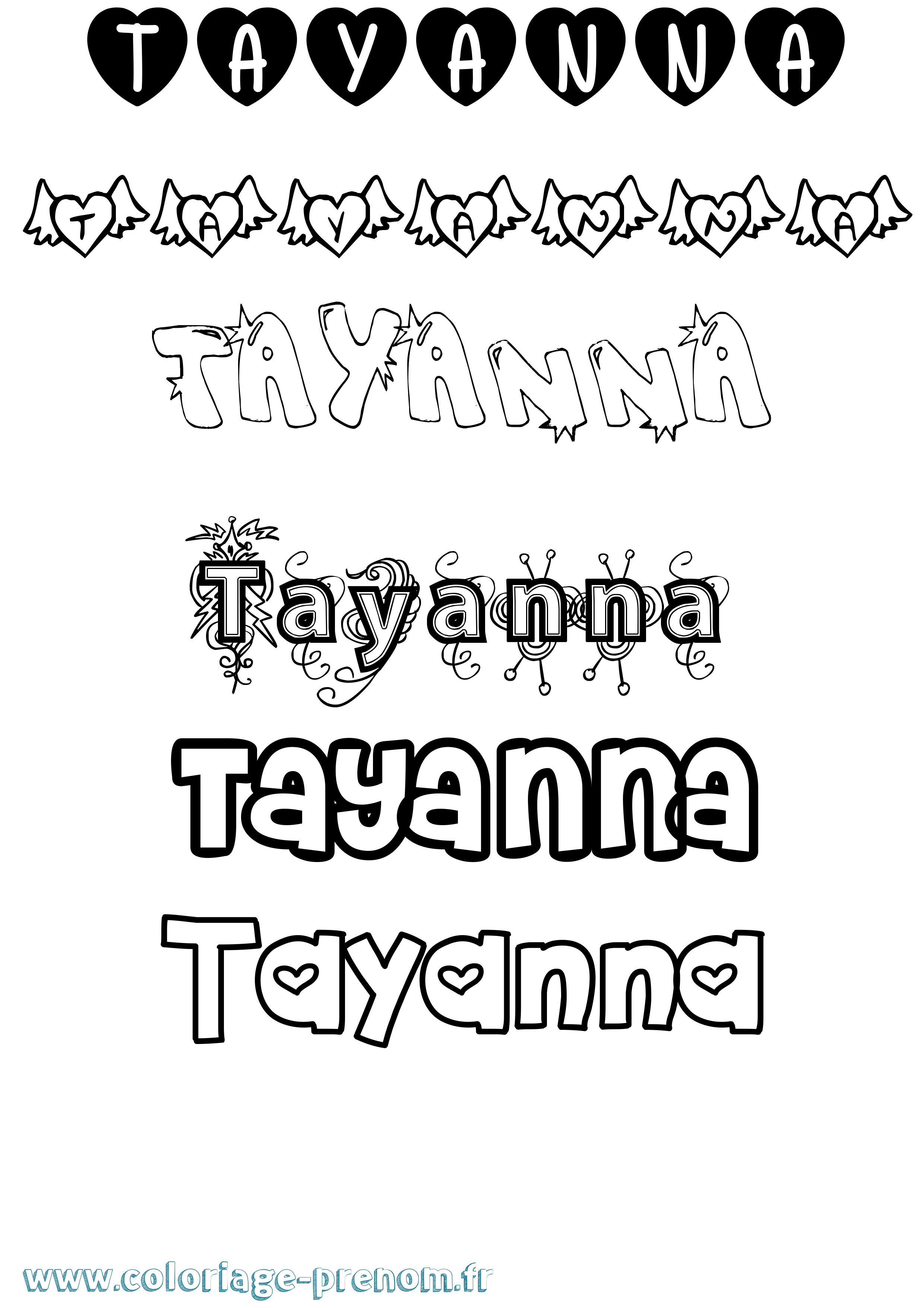 Coloriage Tayanna Girly Coloriage prénom Tayanna Girly
