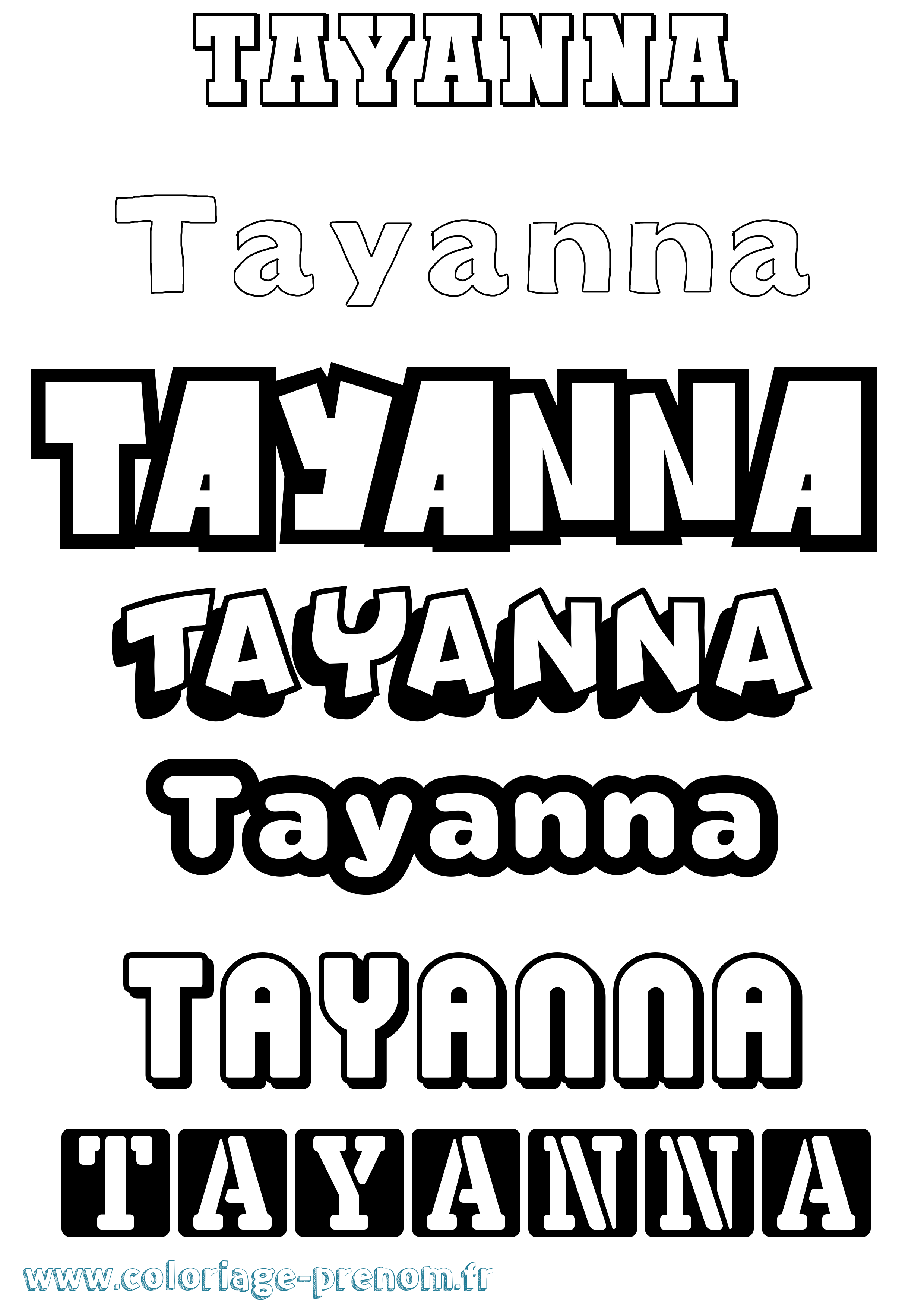 Coloriage Tayanna Simple Coloriage prénom Tayanna Simple