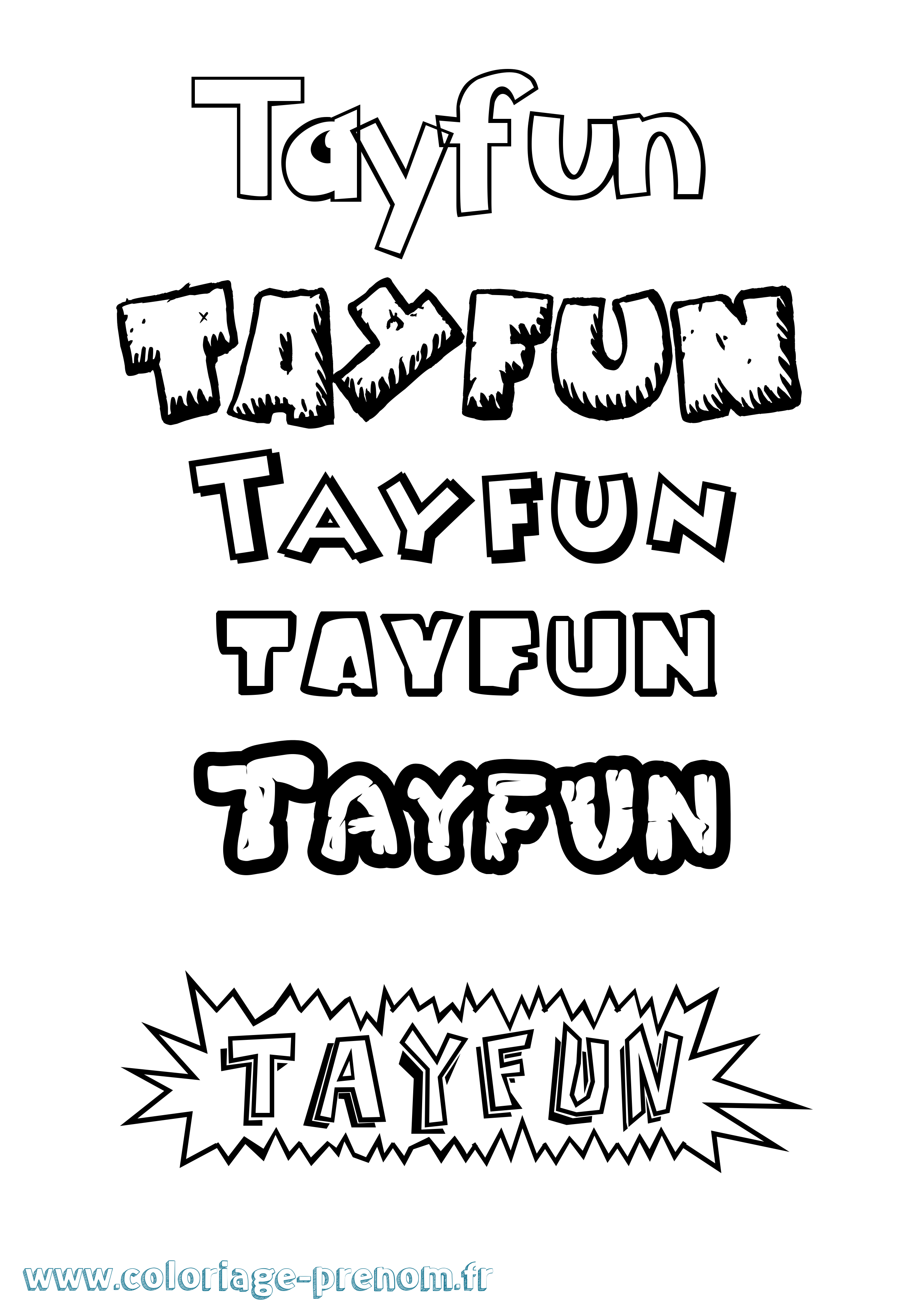 Coloriage Tayfun Dessin Animé Coloriage prénom Tayfun Dessin Animé