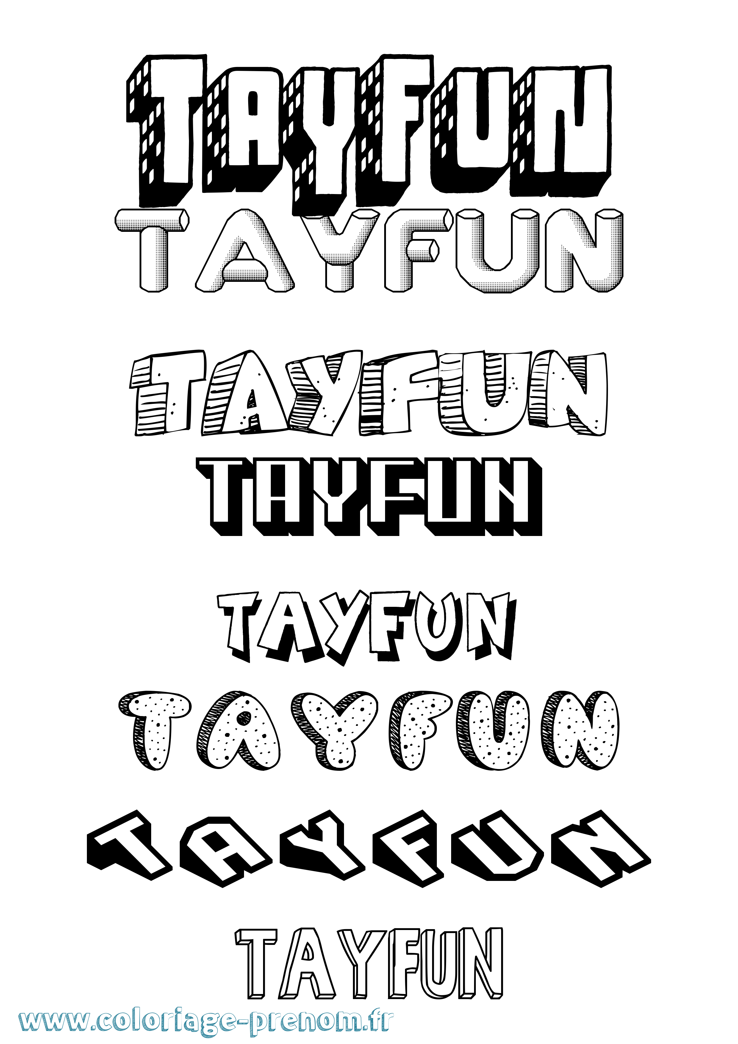 Coloriage Tayfun Effet 3D Coloriage prénom Tayfun Effet 3D