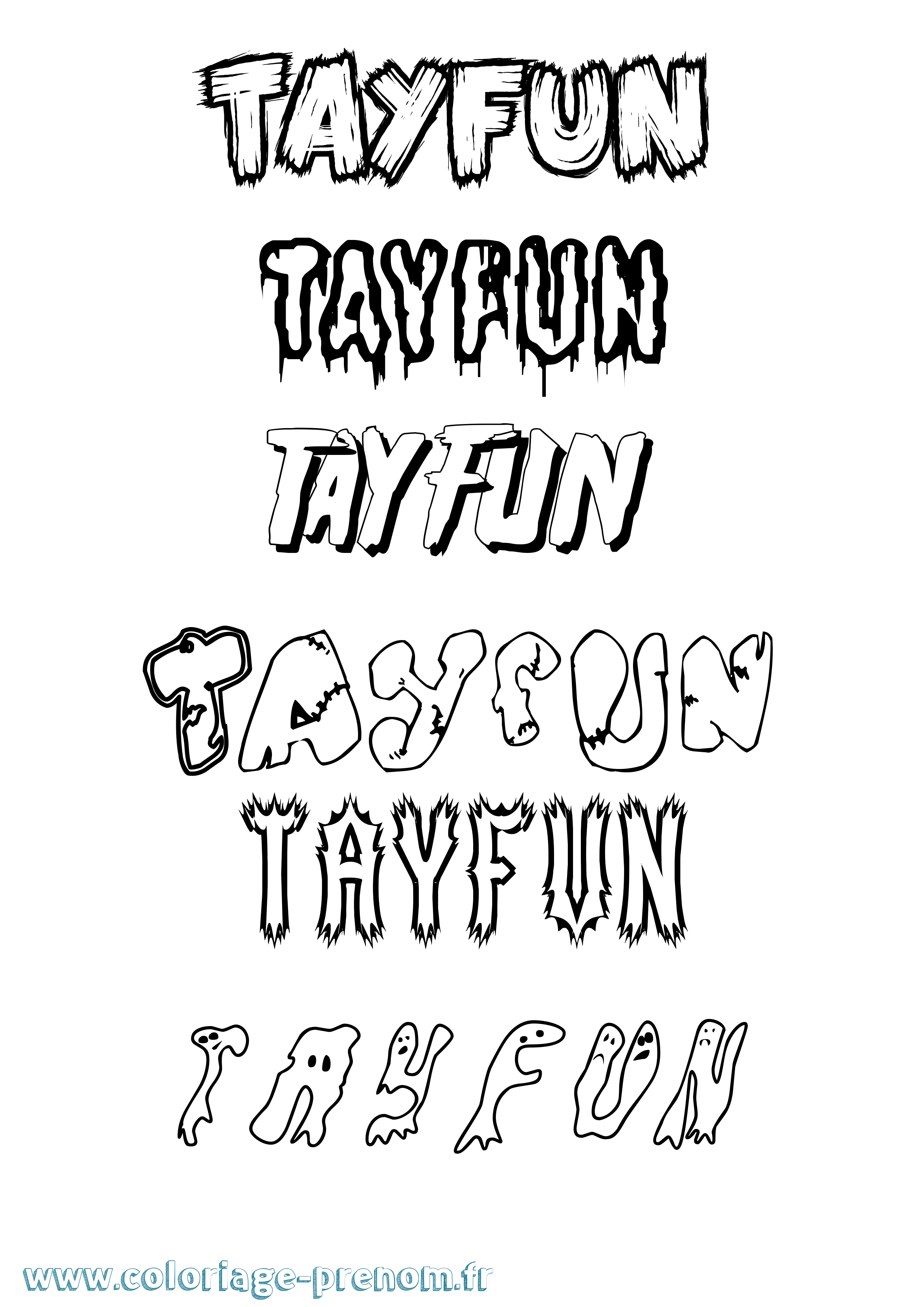 Coloriage Tayfun Frisson Coloriage prénom Tayfun Frisson